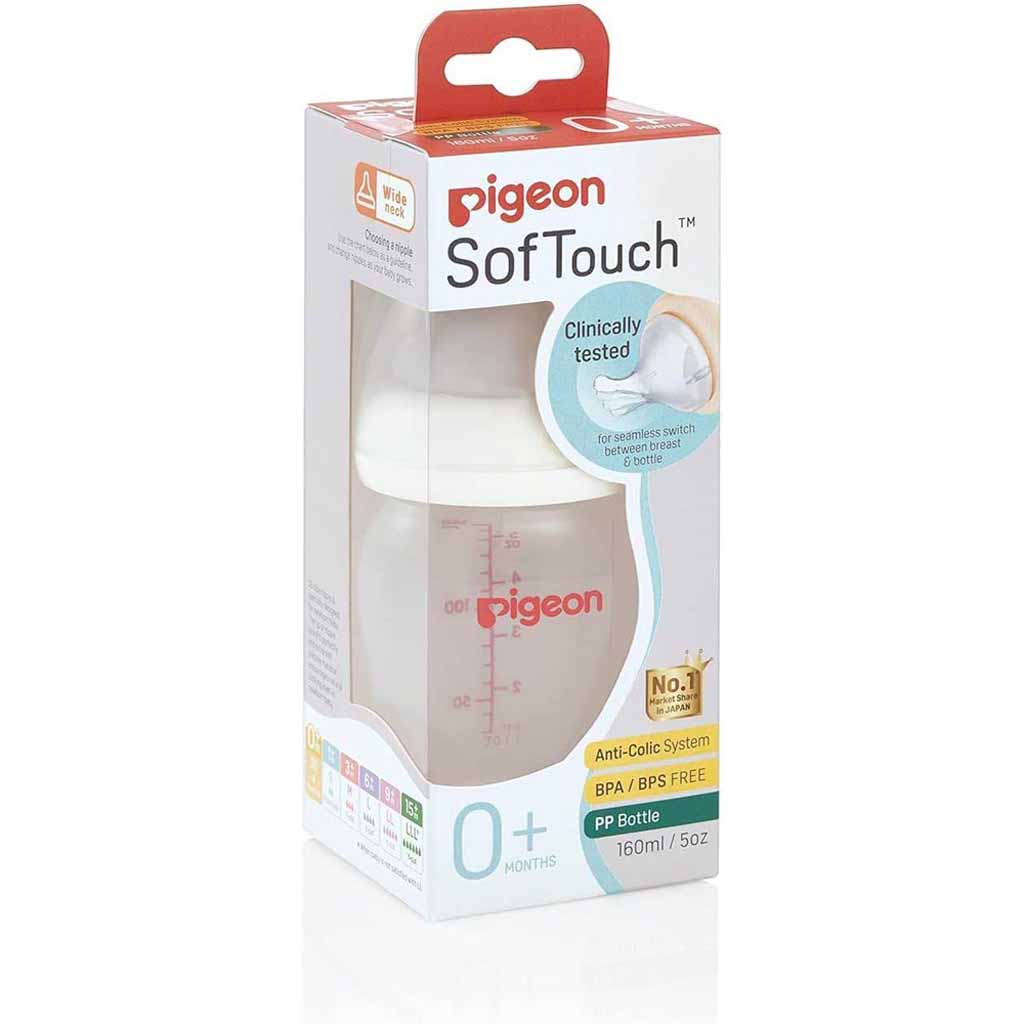 Pigeon Softouch Plastic Bottle, 160 Ml (Wide Neck)