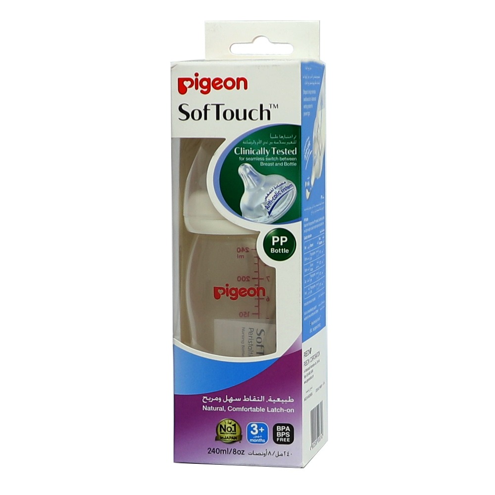 Pigeon Softouch Plastic Bottle, 240 Ml (Wide Neck)