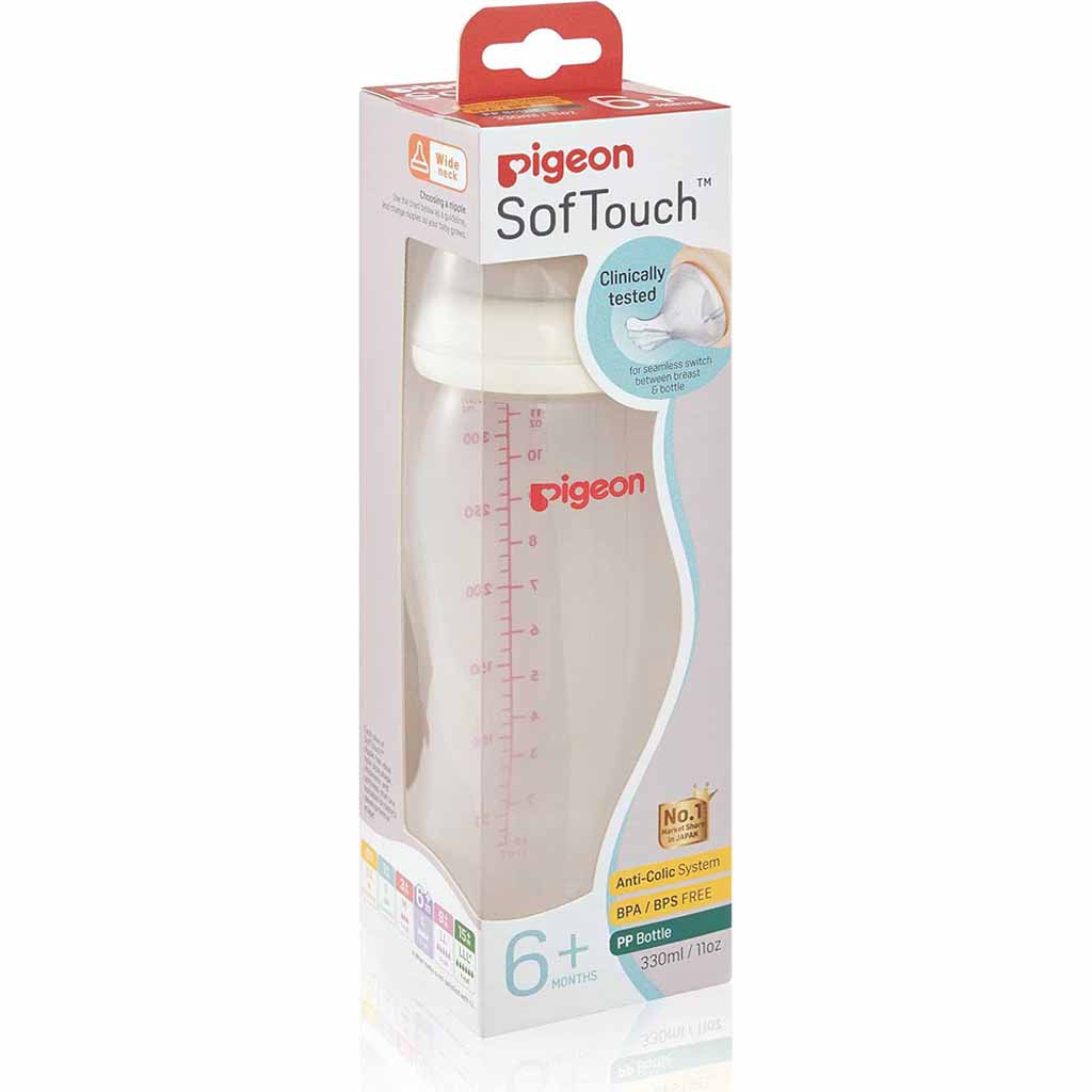 Pigeon Softouch Plastic Bottle, 330 Ml (Wide Neck)