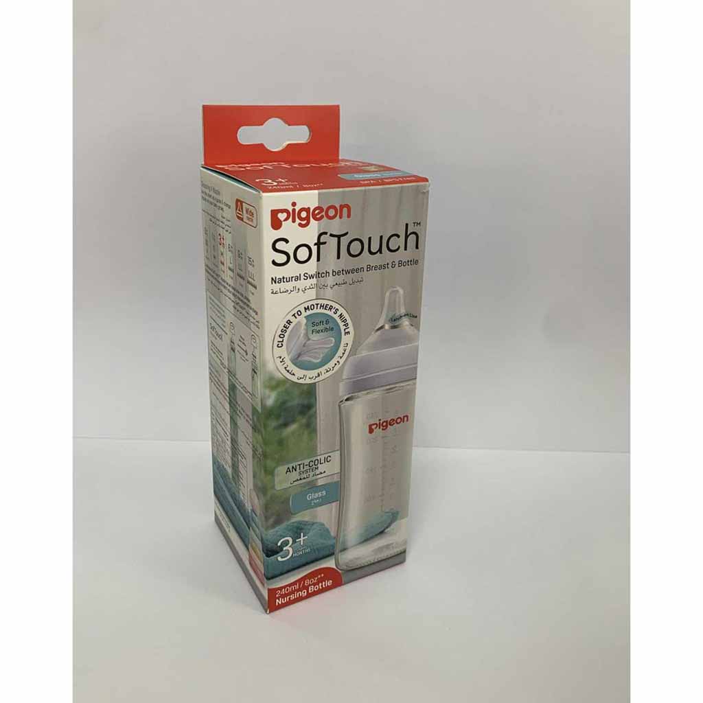 Pigeon, Softouch Glass Bottle Wide Neck, Glass feeding bottle with wide neck design, 160ml
