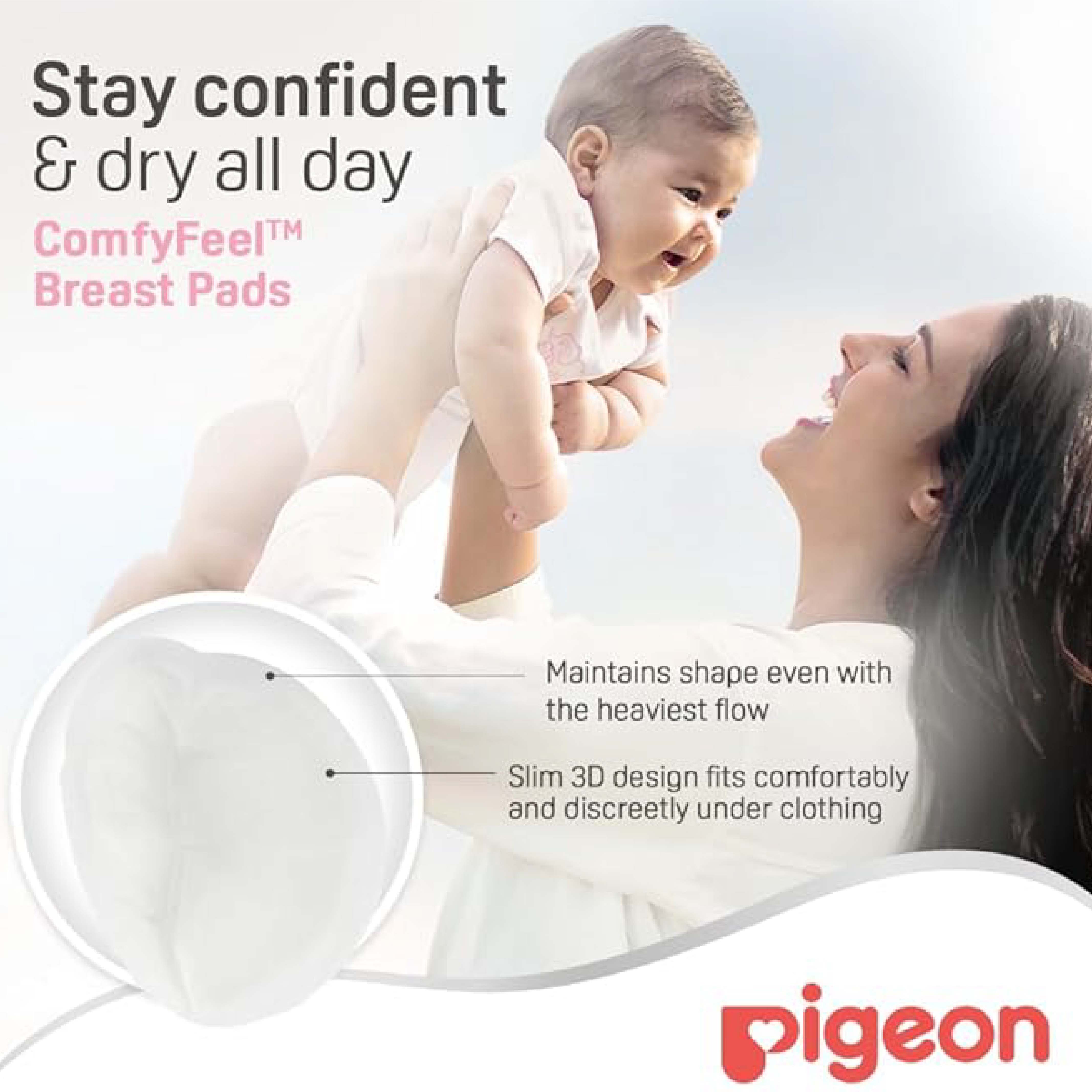 Pigeon, Breast pads comfy feel, Soft absorbent pads for leak protection, 12 pcs