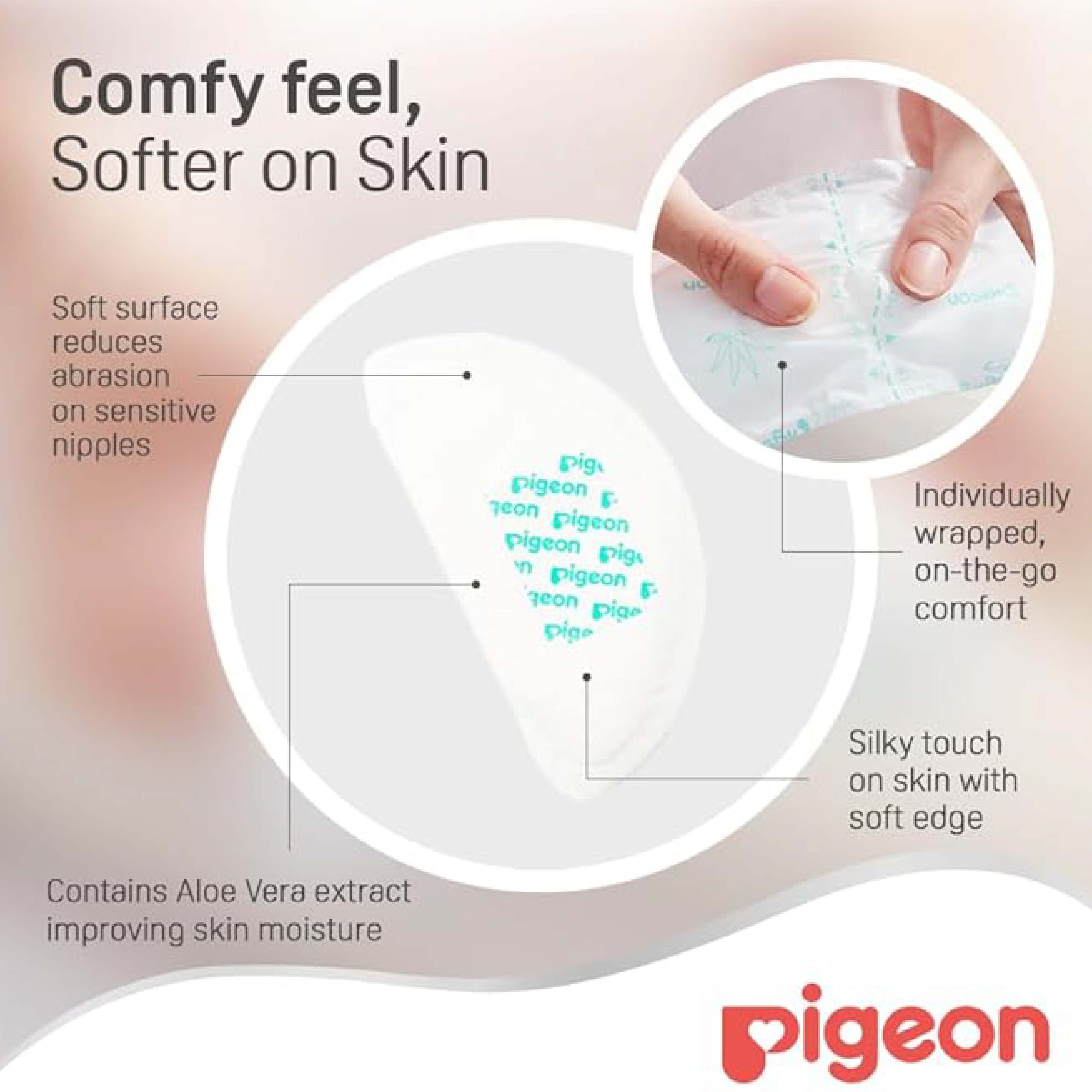 Pigeon, Breast pads comfy feel, Soft absorbent pads for leak protection, 12 pcs