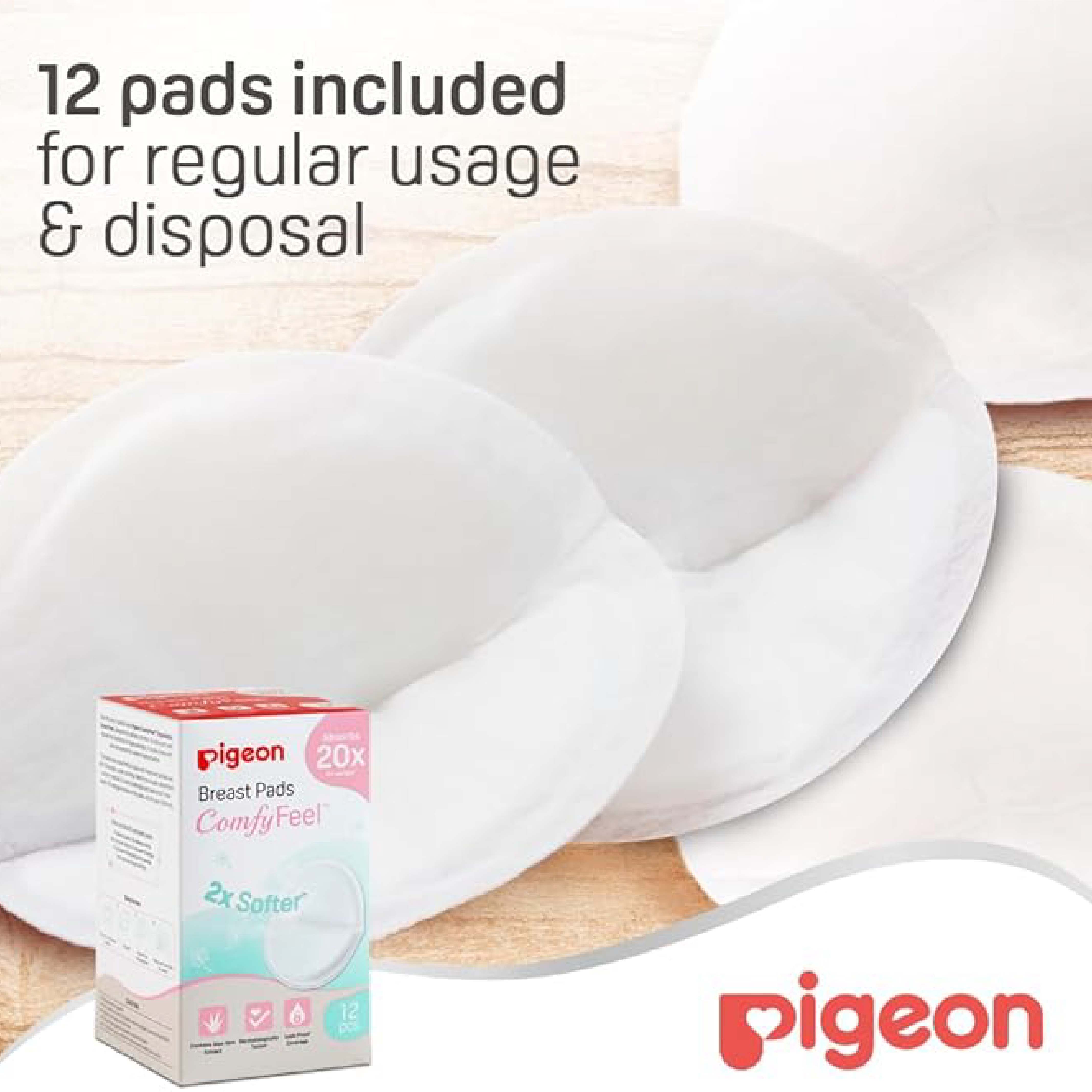 Pigeon, Breast pads comfy feel, Soft absorbent pads for leak protection, 12 pcs