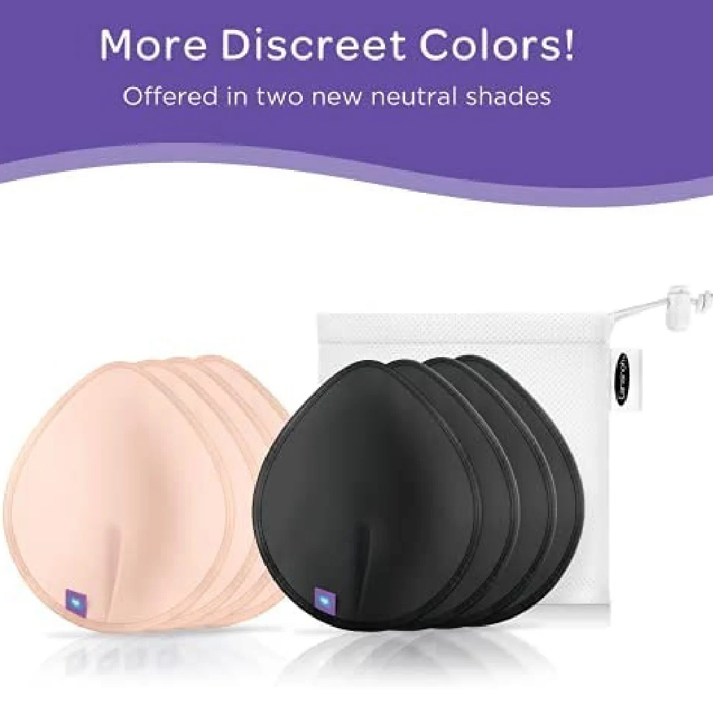 Lansinoh, Washable Nursing Pads Pink & Black, Reusable nursing pads for breastfeeding comfort