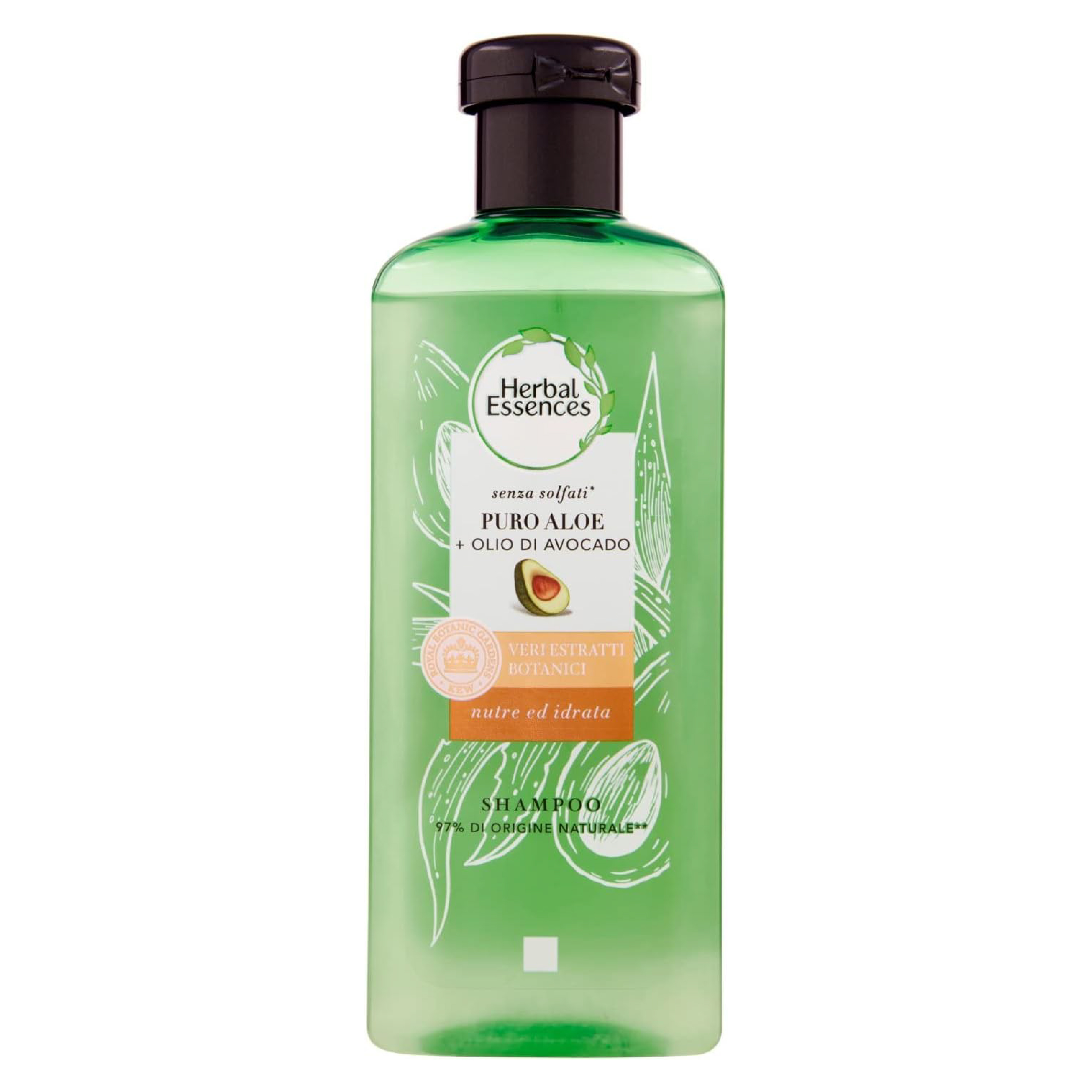 Herbal Essences, Shampoo Pure Aloe & Avocado, Nourishing shampoo with natural extracts, 400ml