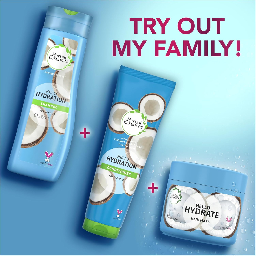 Herbal Essences, Hello Hydration Shampoo, Hydrating shampoo for dry hair, 400ml