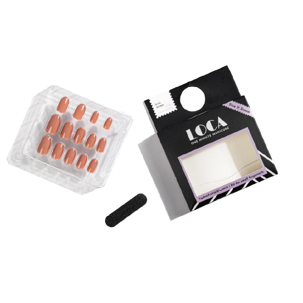 Loca Nails, Oval Shape Press-On Nails, Natural oval shaped press-on nails, 24 nails