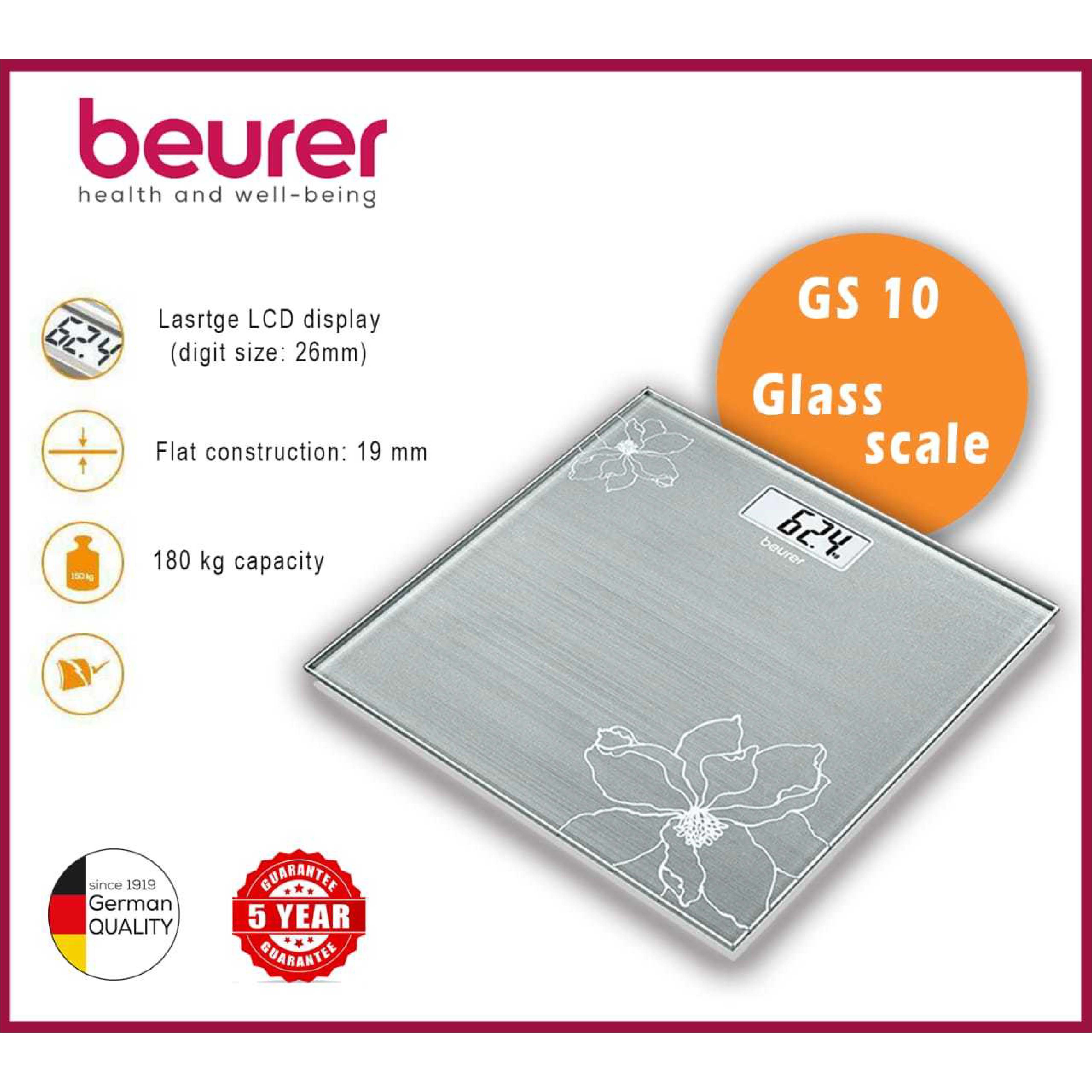 Beurer Gs 10 Glass Scale With Easy To Read Lcd Black