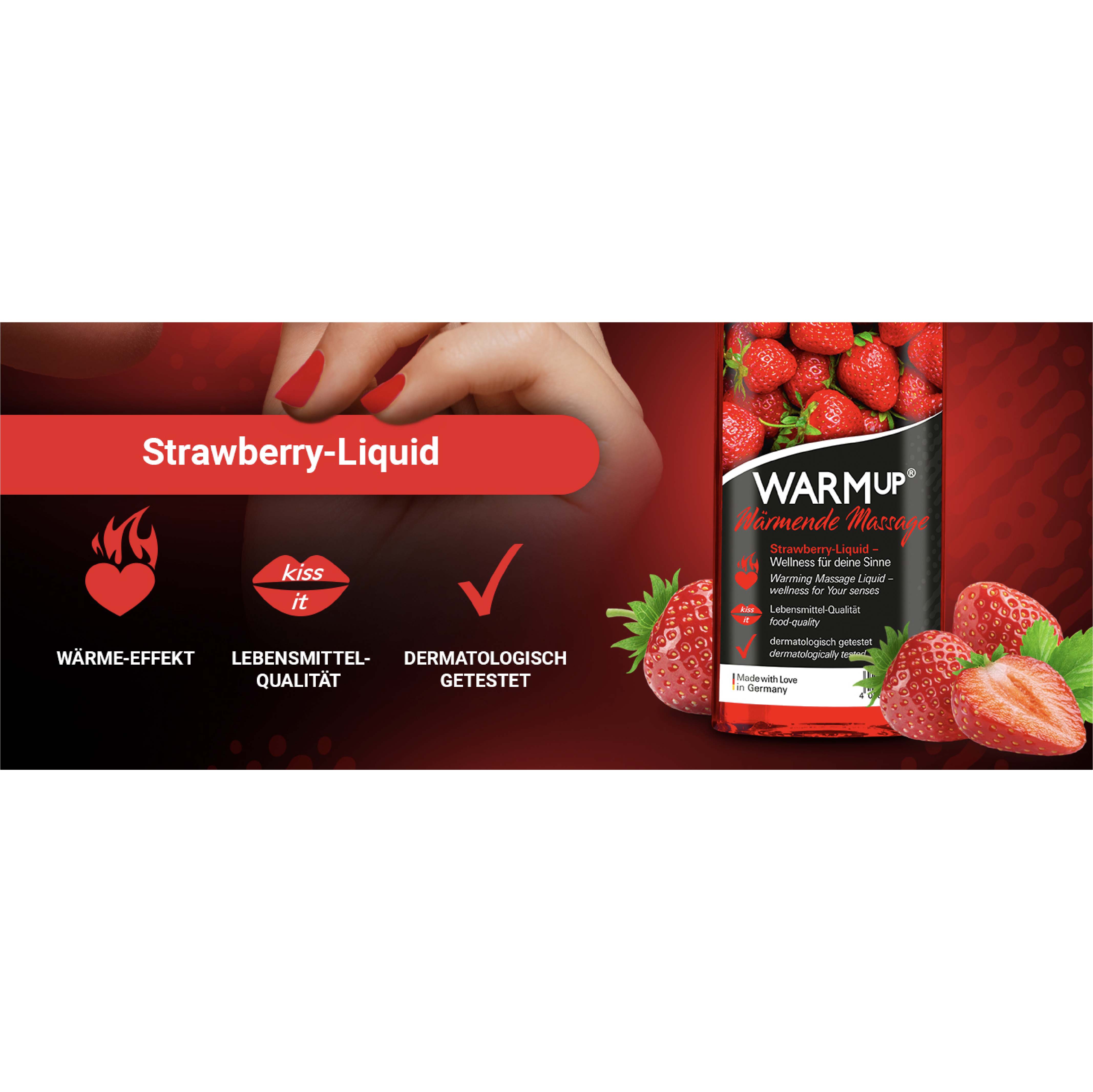 Joy Division, Warm Up Strawberry Massage Oil, Warming massage oil with strawberry scent, 150ml