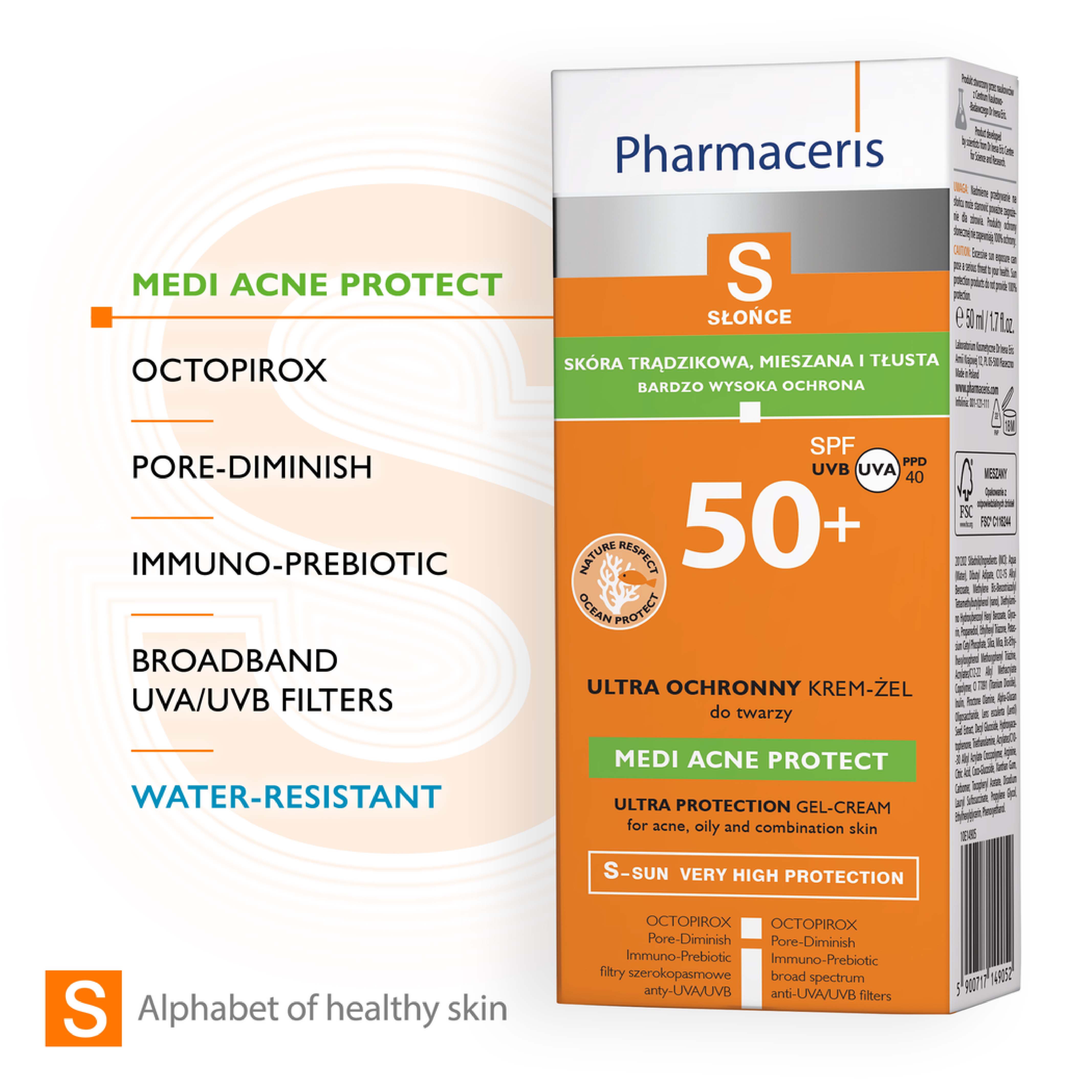 Pharmaceries, Medi acne protect cream, Protective cream for acne-prone mixed and oily skin with SPF 50+