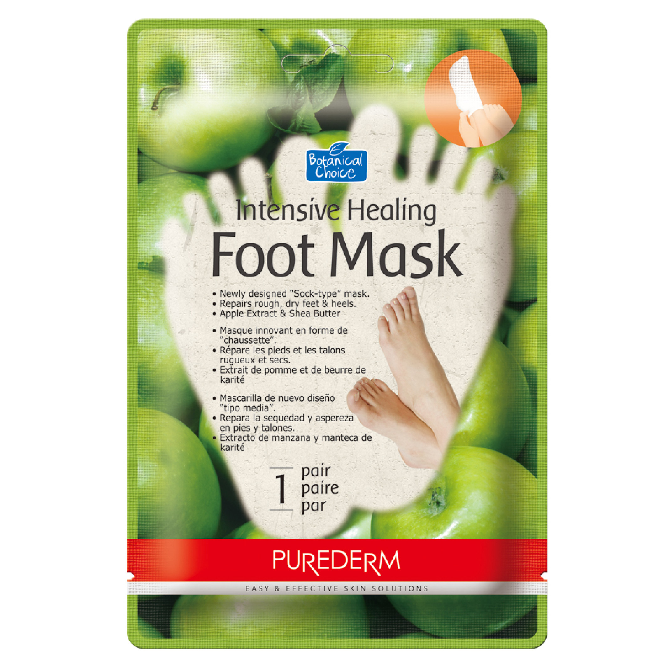 Purederm, Botanical Choice Intensive Healing Foot Mask, Foot mask for deep skin repair and hydration, 32 g