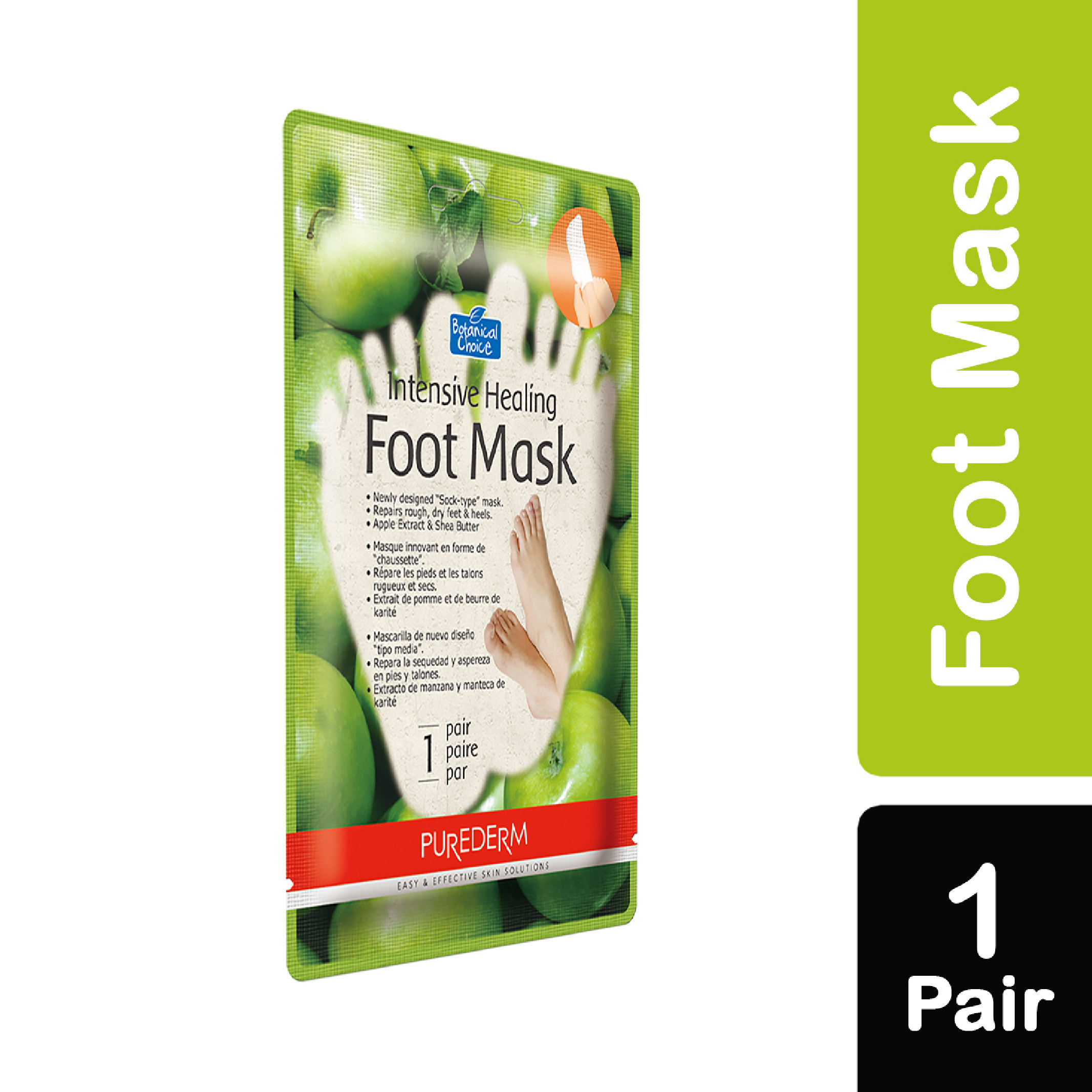 Purederm, Botanical Choice Intensive Healing Foot Mask, Foot mask for deep skin repair and hydration, 32 g