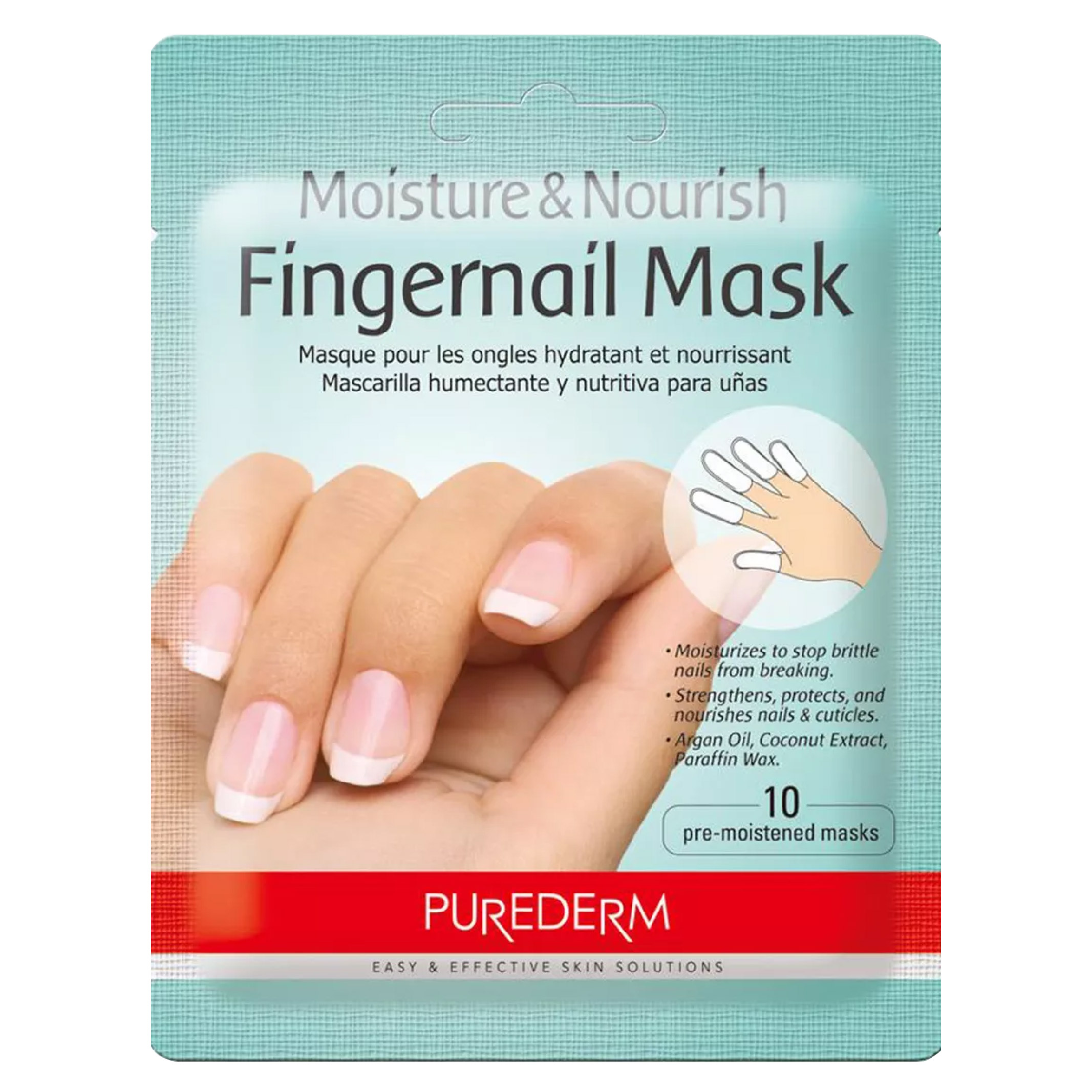 Purederm, Moisture and Nourish Fingernail Mask, Hydrating treatment for stronger nails, 10 pcs