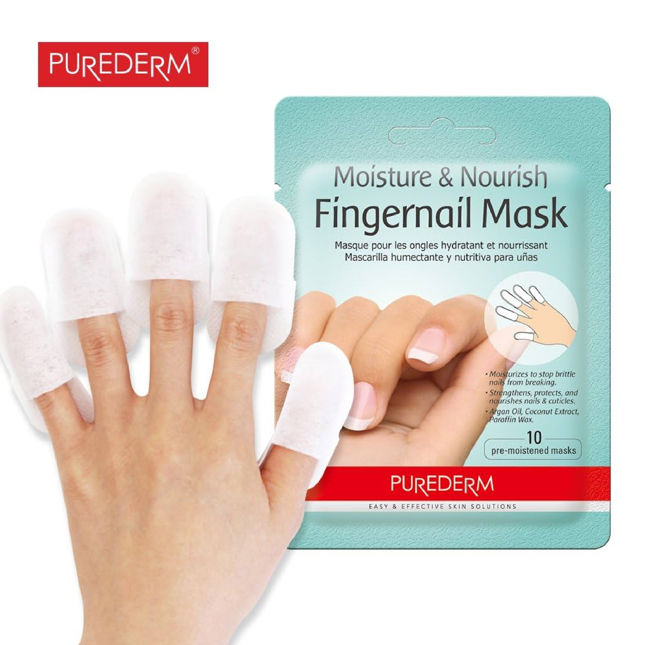 Purederm, Moisture and Nourish Fingernail Mask, Hydrating treatment for stronger nails, 10 pcs