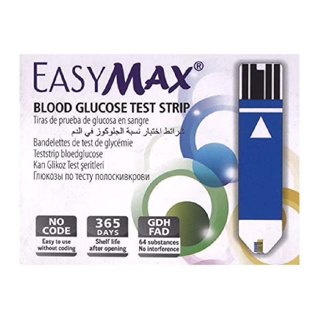 Easy Max, Blood Glucose Test Strip, Accurate blood sugar testing strips for diabetes management, 25 strips