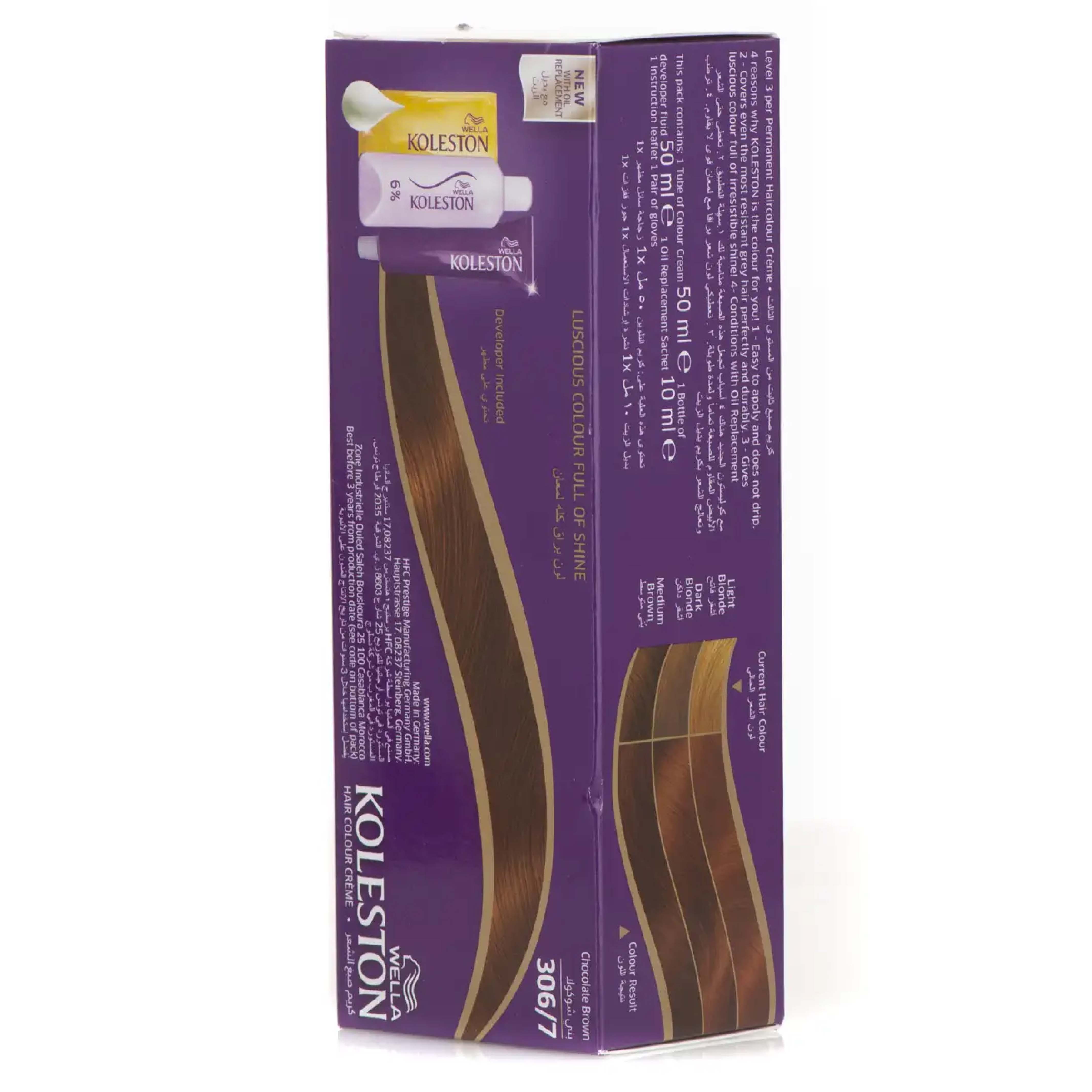 Wella, Koleston Maxi Hair Color 3067 Chocolate Brown, Permanent hair color for deep chocolate brown