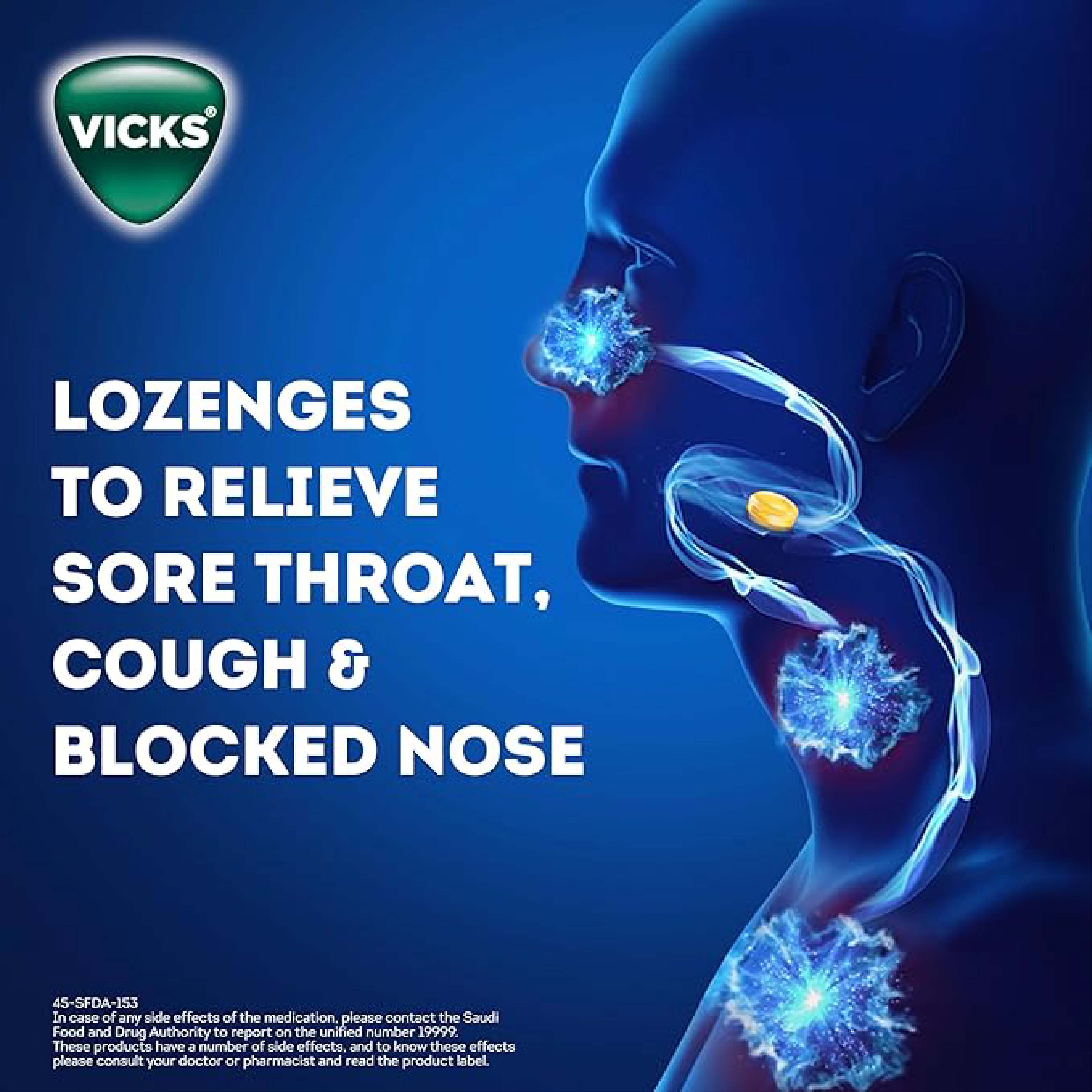 Vicks, Vapodrops Honey Lemon, Soothing throat drops with honey and lemon flavor, 36 lozenges