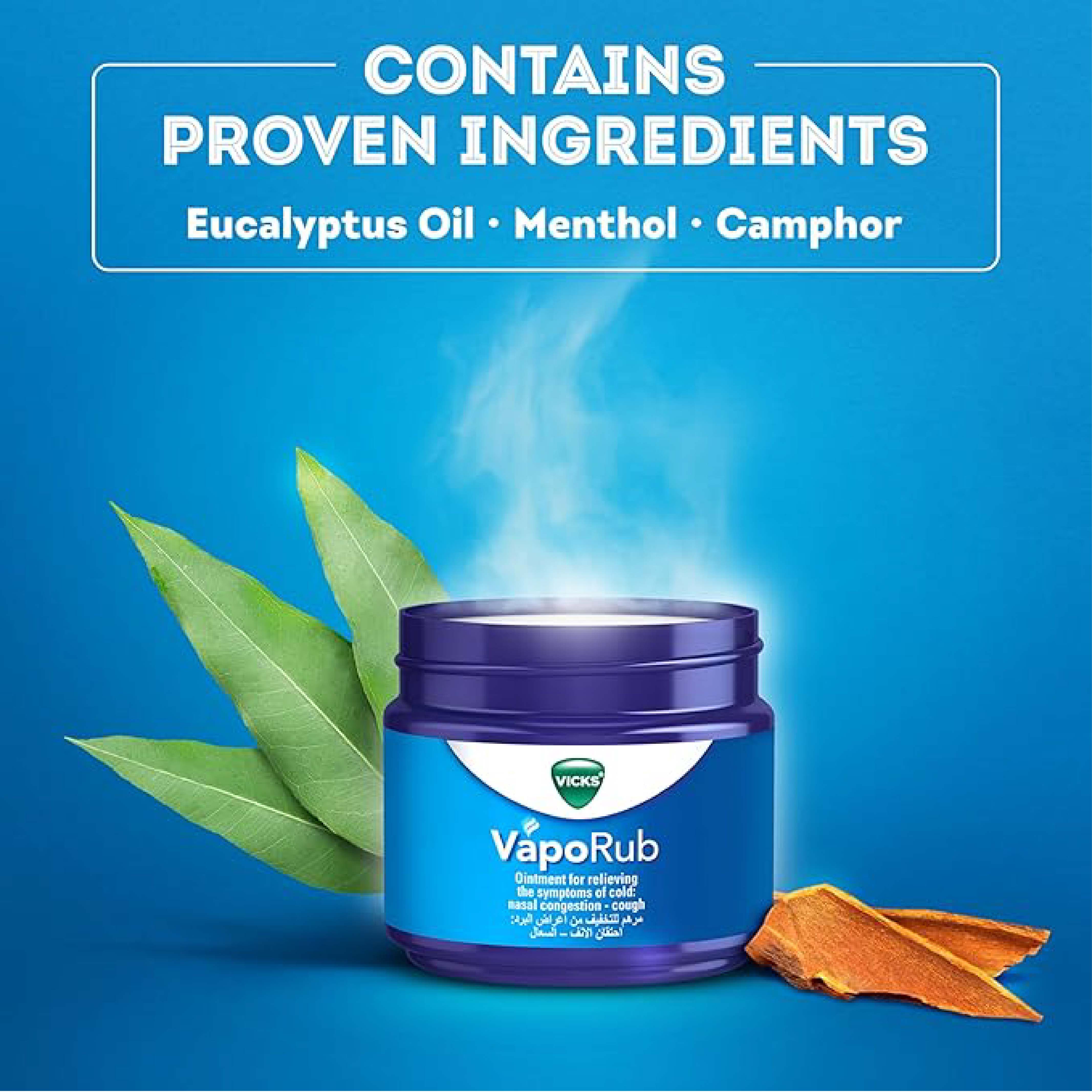 Vicks, Vaporub, Chest rub for cold relief and congestion, 100 g