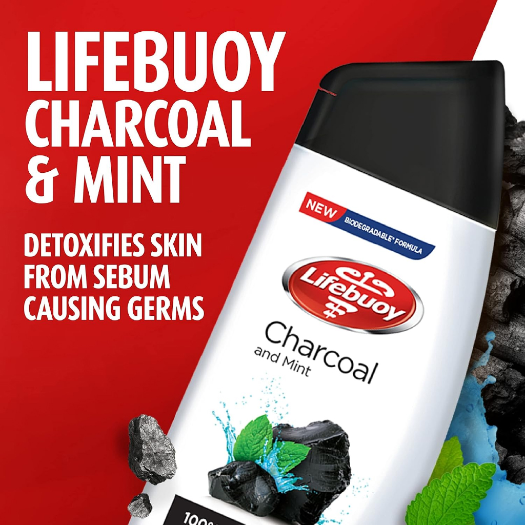 Lifebuoy, Charcoal Body Wash, Deep cleansing body wash with activated charcoal, 700ml