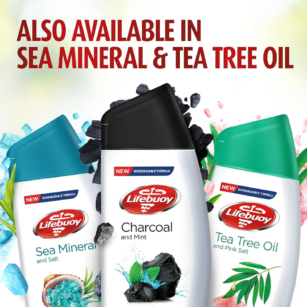 Lifebuoy, Charcoal Body Wash, Deep cleansing body wash with activated charcoal, 700ml