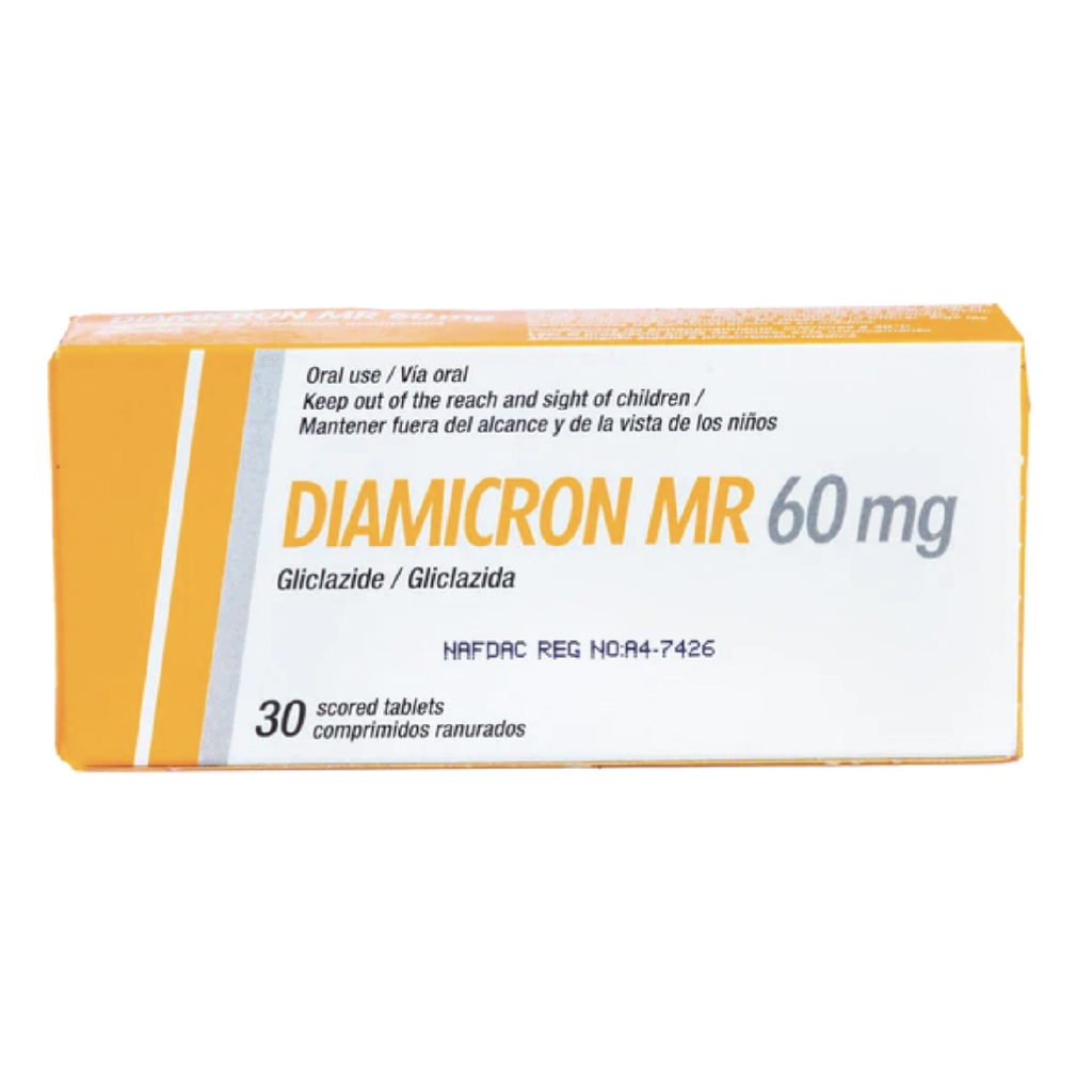 Diamicron, MR 60mg Tablets, Extended-release medication for type 2 diabetes management, 30 tablets