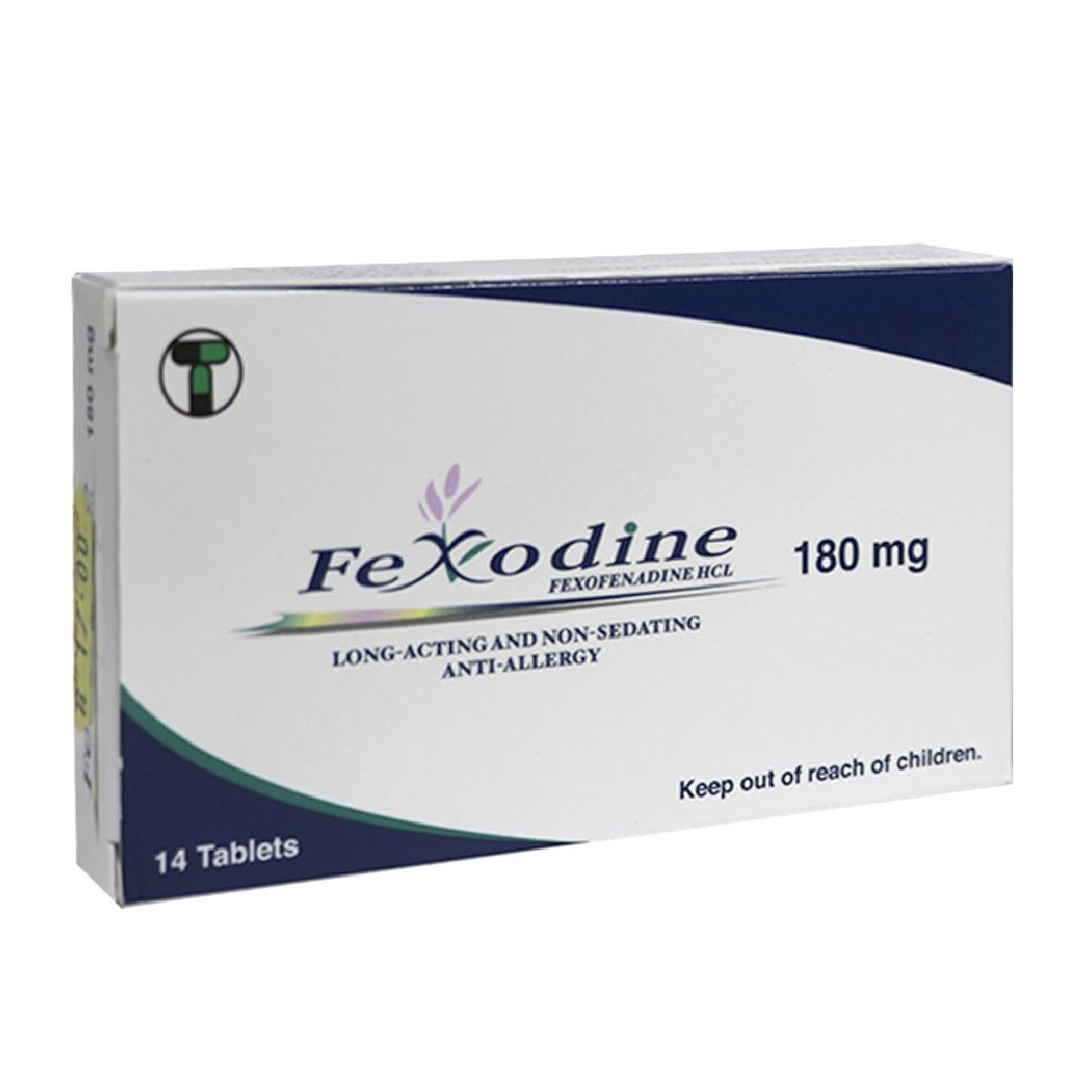 Fexodine, 180mg Tablets, Allergy relief antihistamine medication, 14 tablets