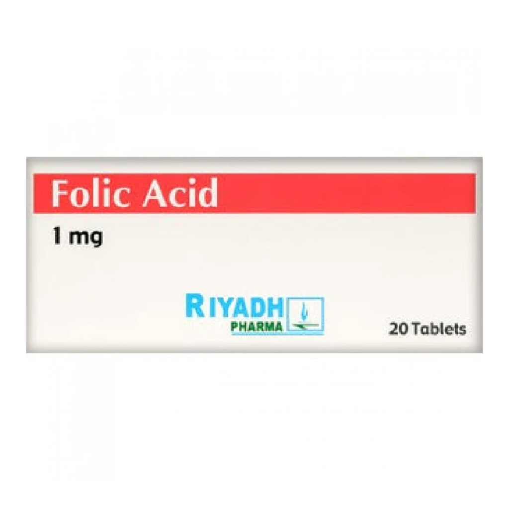 Folic Acid, 1mg Tablets, Essential vitamin for red blood cell formation, 20 tablets