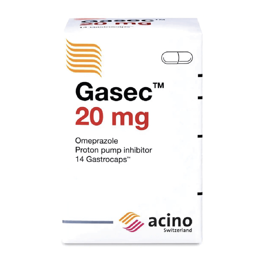 Gasec, Omeprazole 20mg Capsules, Treatment for acid reflux and heartburn, 14 capsules