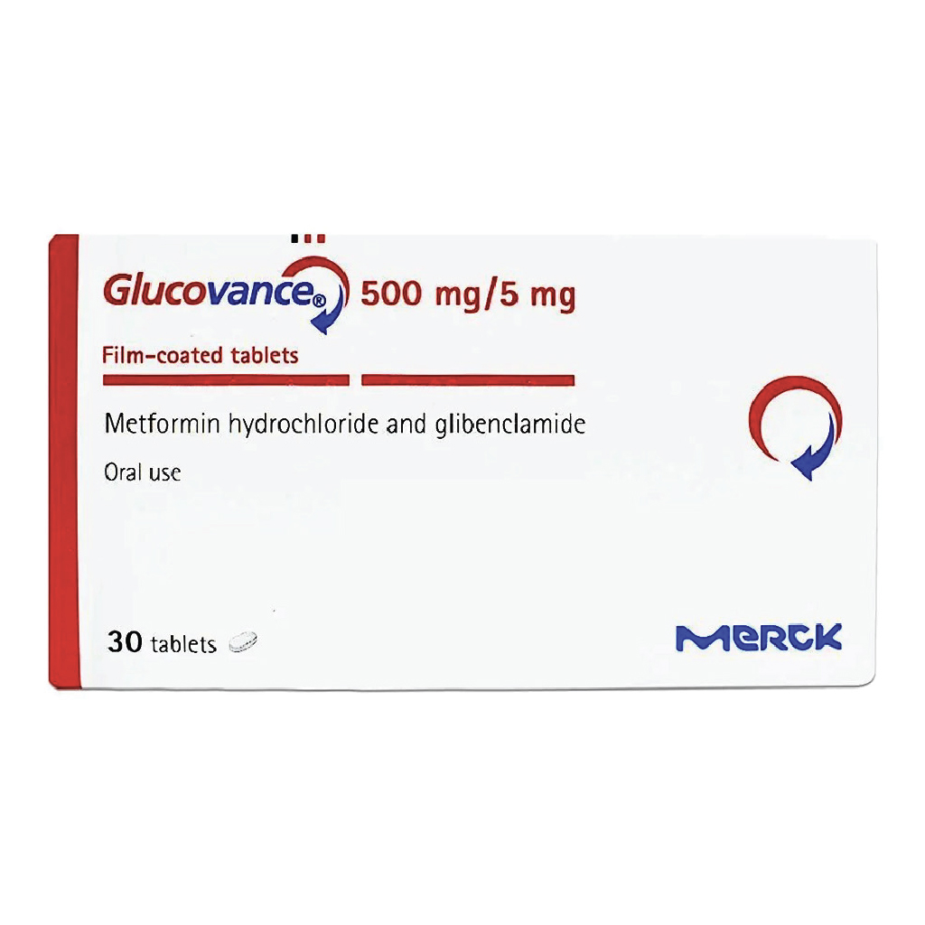 Glucovance, 500/5 mg tablets, Combination tablets for blood sugar regulation, 30 tablets