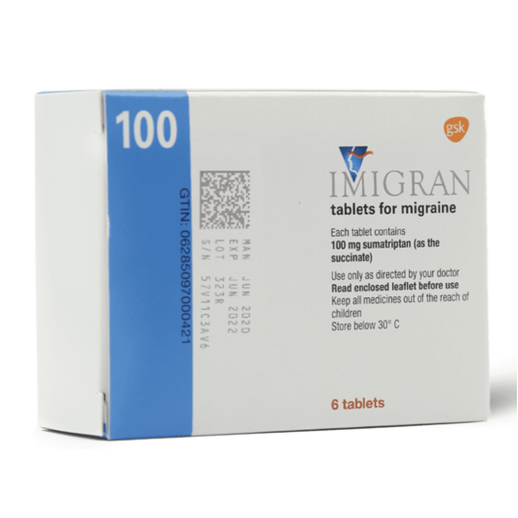 Imigran, 100mg tablets, Fast-acting migraine relief medication, 100mg