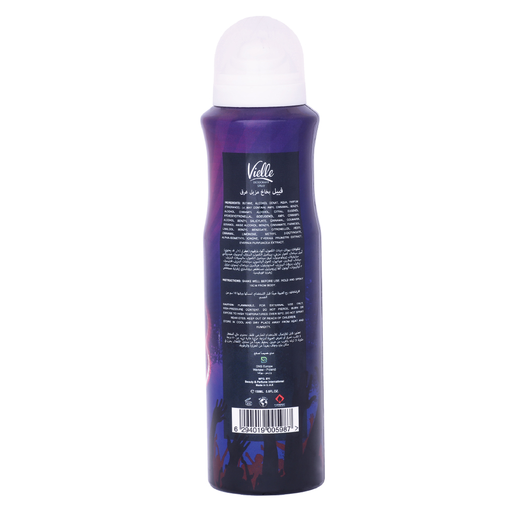 Vielle, Deo Spray Night Party, Long-lasting deodorant spray with night fragrance, 150ml