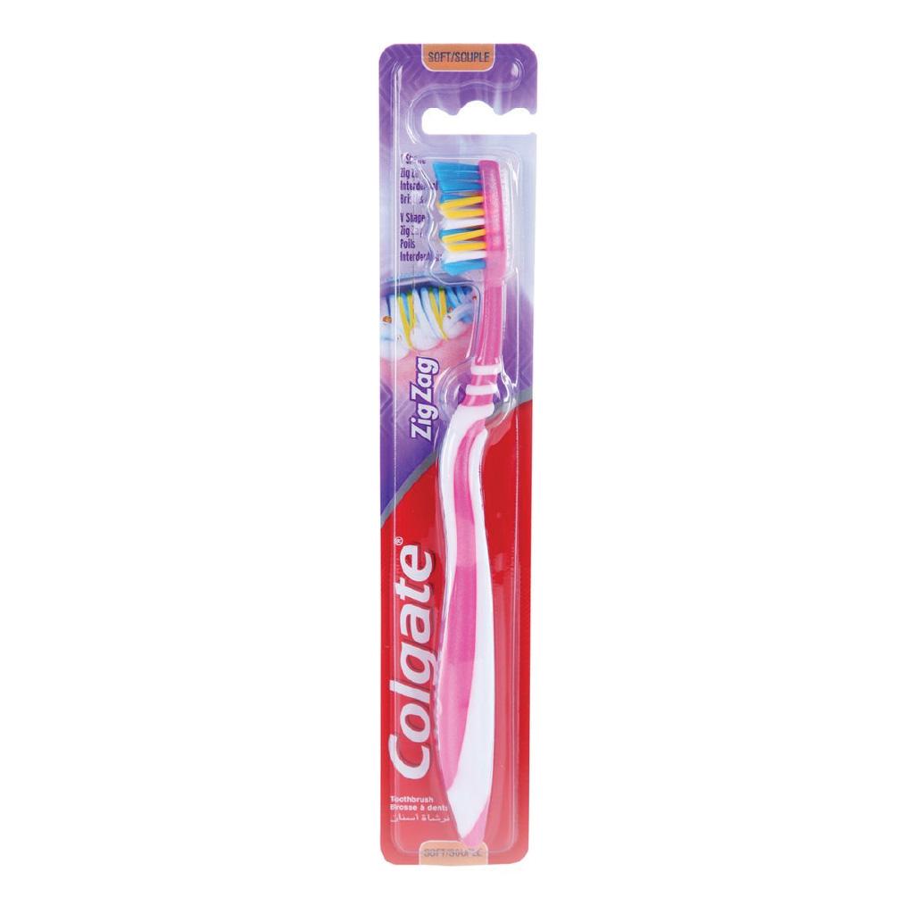 Colgate Zigzag Flexible + Tongue Cleaner Soft Toothbrush Multi Color - 1Pk