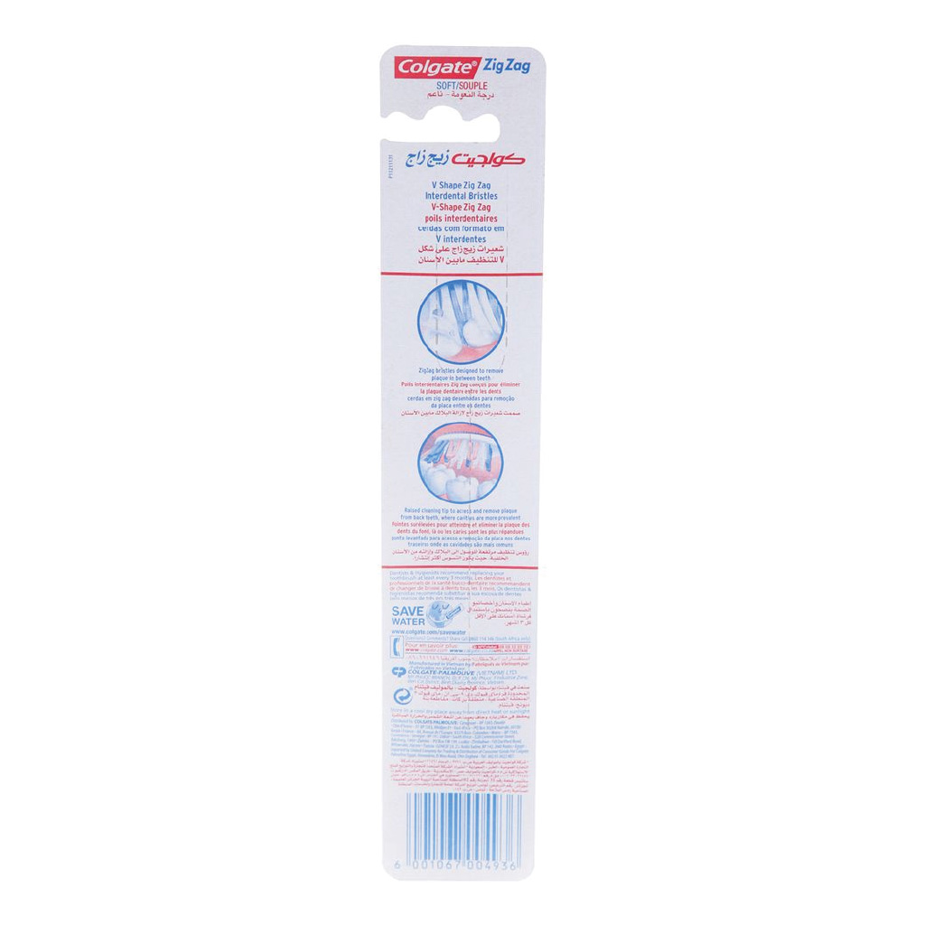 Colgate Zigzag Flexible + Tongue Cleaner Soft Toothbrush Multi Color - 1Pk