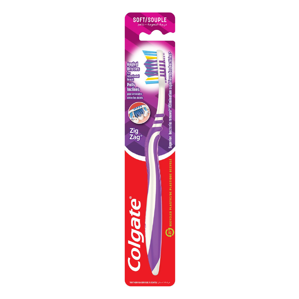 Colgate Zigzag Flexible + Tongue Cleaner Soft Toothbrush Multi Color - 1Pk