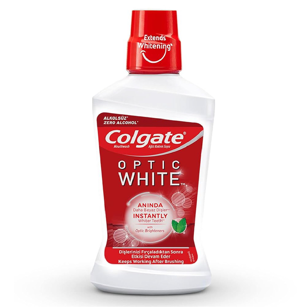 Colgate, Optic White Whitening Mouthwash, Whitening mouthwash for stain removal, 500 ml