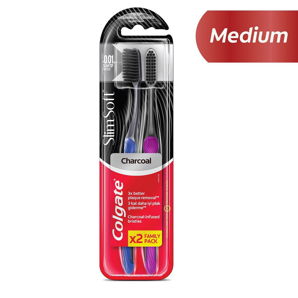 Colgate, Slim Soft Black Charcoal Tb - 2pk