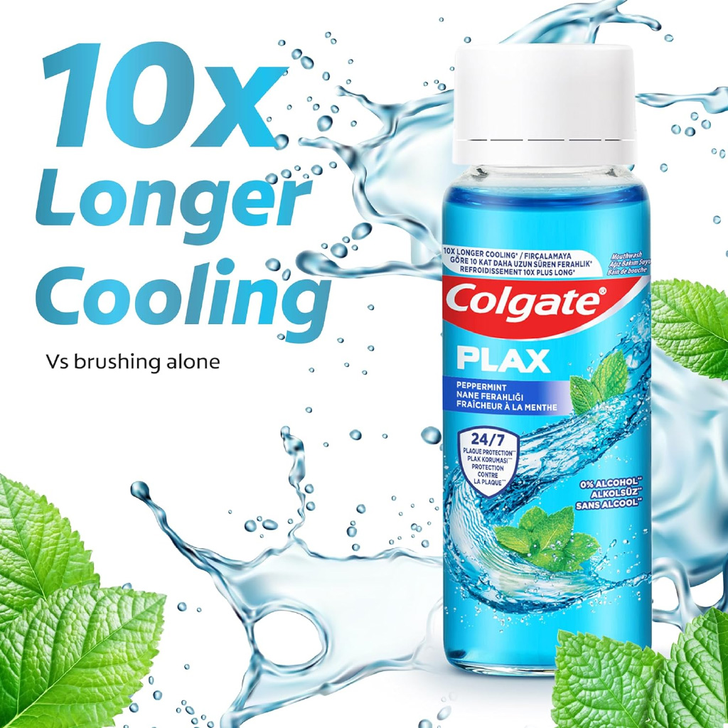 Colgate, Plax Peppermint Mouthwash, Refreshing peppermint mouthwash for fresh breath, 100 ml