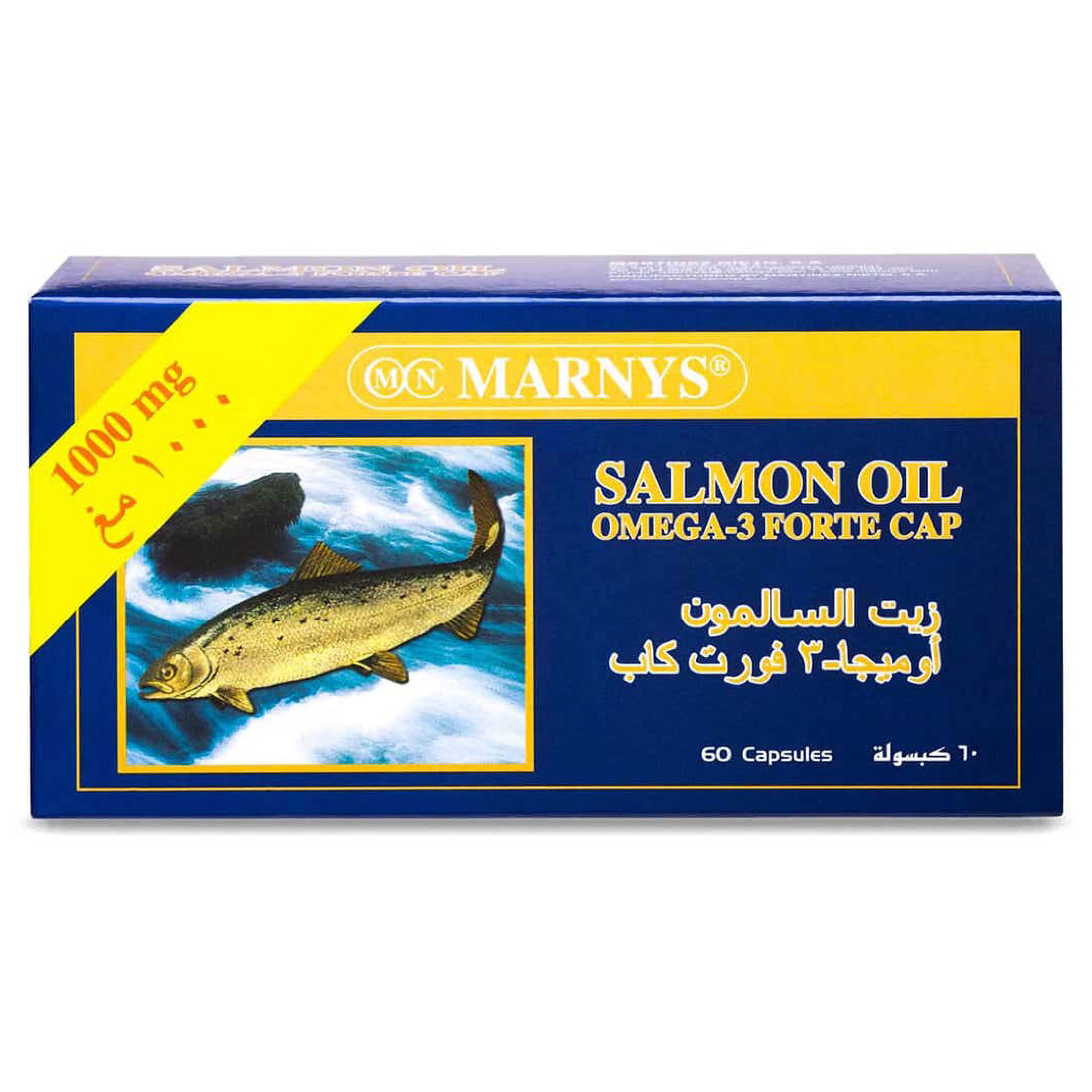 Marnys, Salmon 1000mg Omega-3 Capsules, High potency omega-3 supplement for heart health, 60 capsules
