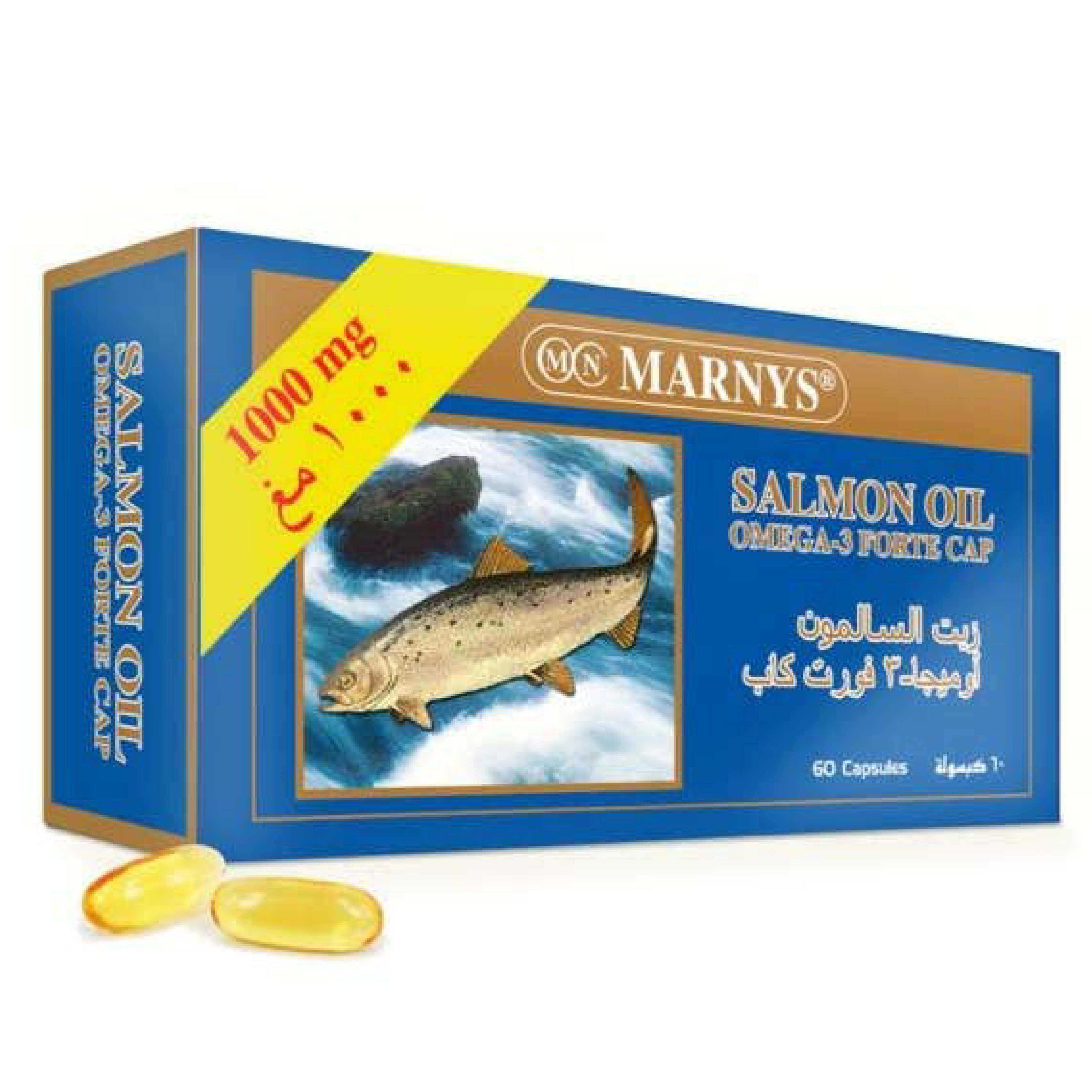 Marnys, Salmon 1000mg Omega-3 Capsules, High potency omega-3 supplement for heart health, 60 capsules