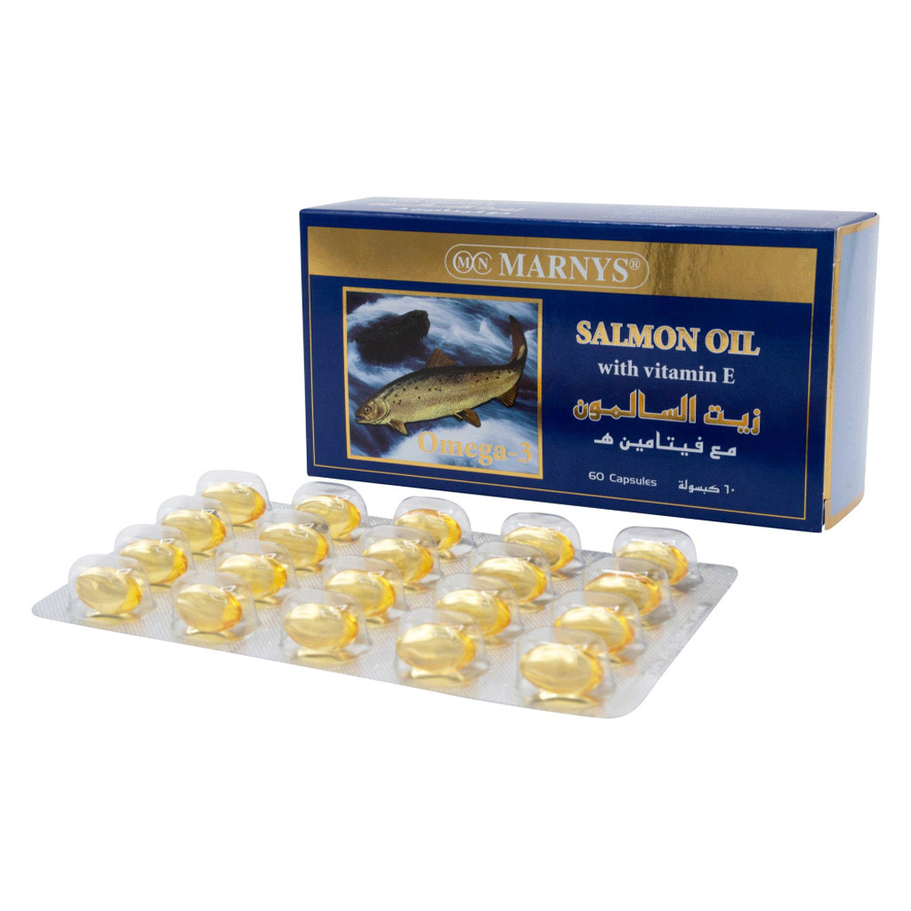 Marnys, Salmon Omega-3 500 mg Capsules, High potency omega-3 fish oil capsules, 60 capsules