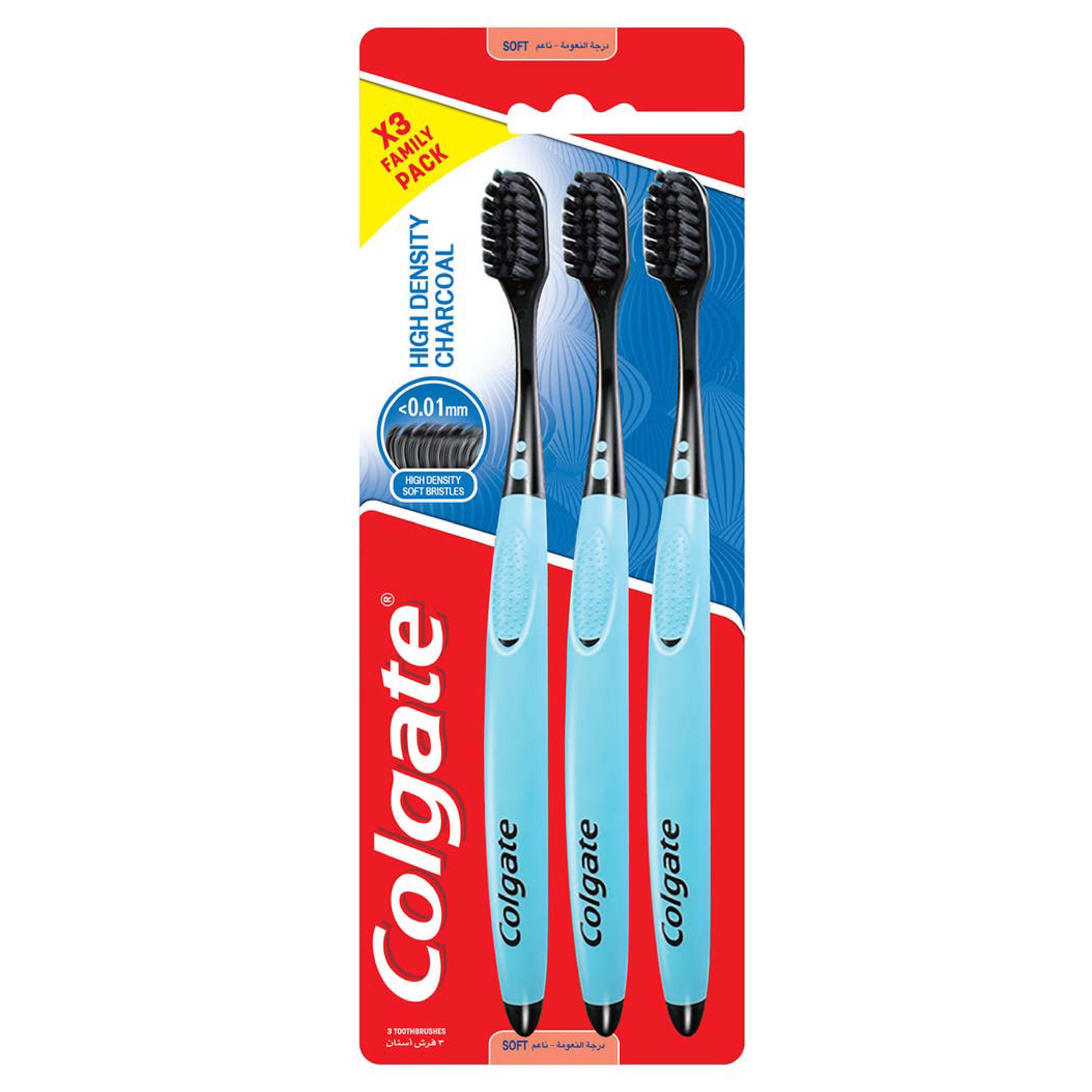 Colgate High Density Charcoal Soft Toothbrush - 3Pk