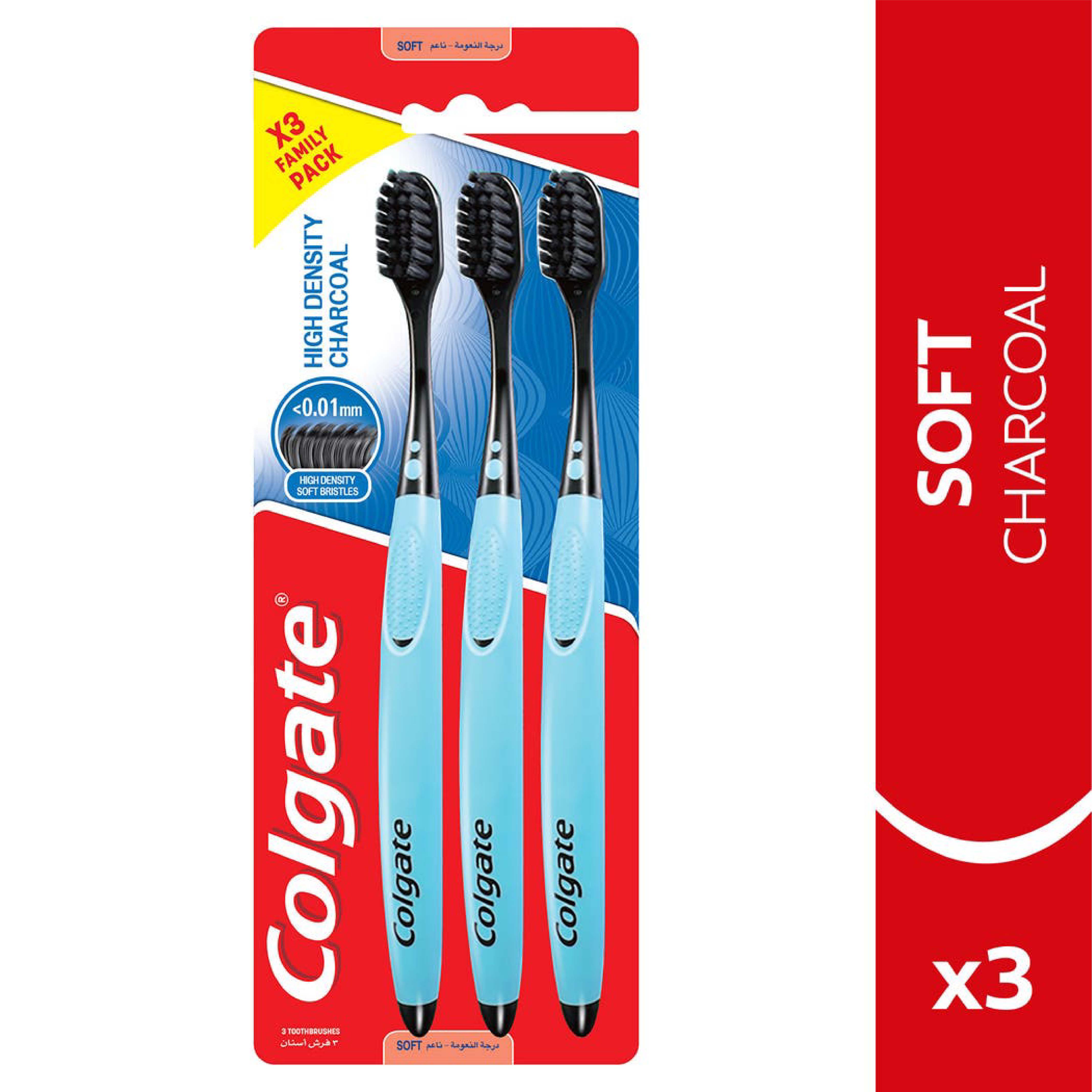 Colgate High Density Charcoal Soft Toothbrush - 3Pk