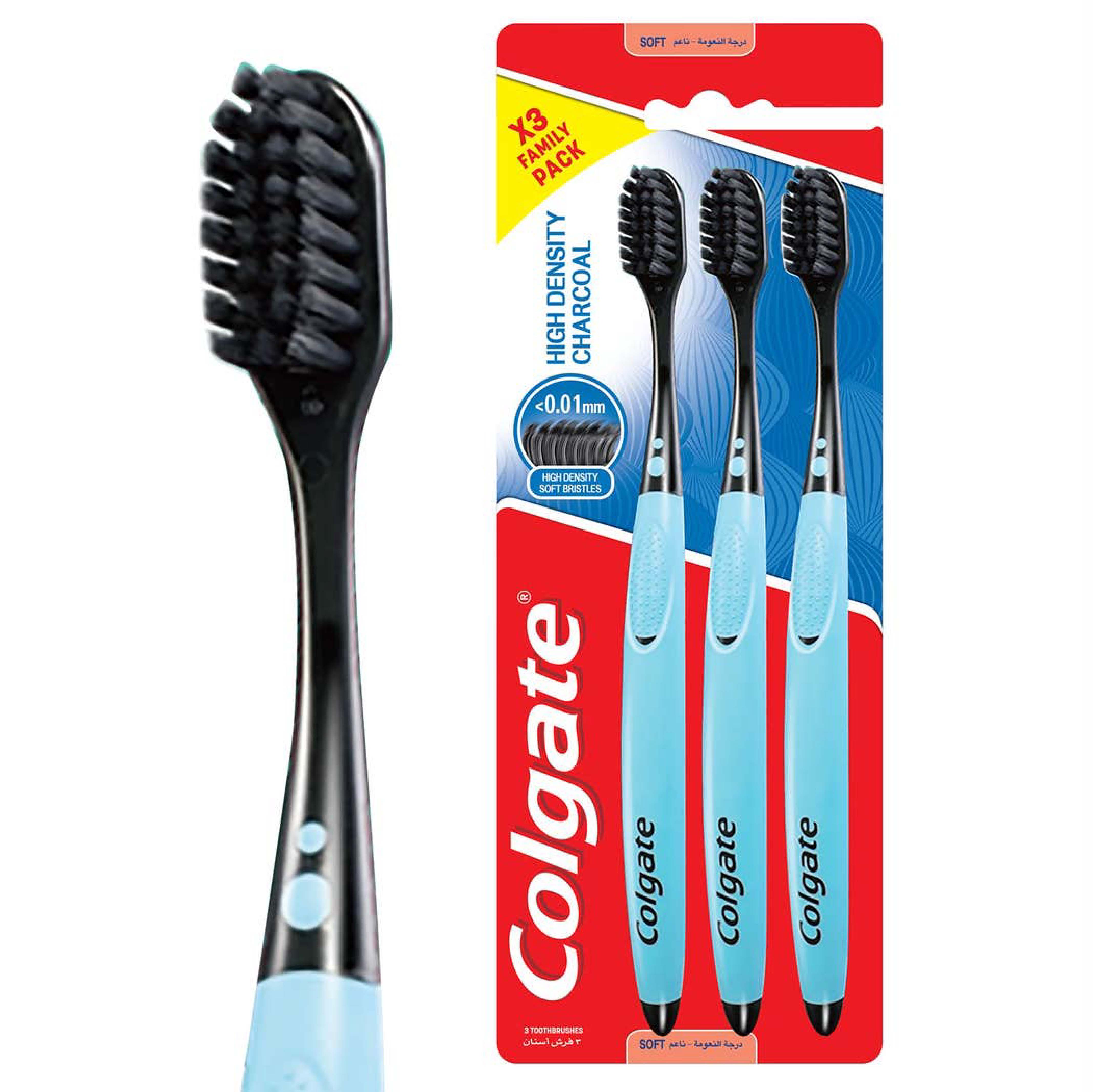 Colgate High Density Charcoal Soft Toothbrush - 3Pk