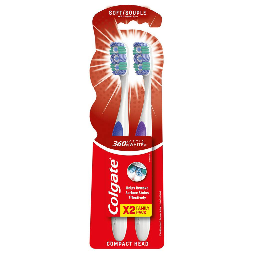 Colgate, Optic White Power Soft Toothbrush, Soft bristle toothbrush for whitening power