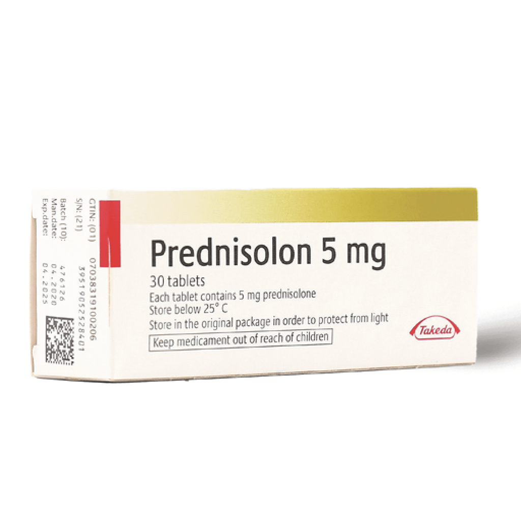 Prednisolon, 5 mg tablets, Anti-inflammatory corticosteroid medication, 30 tablets