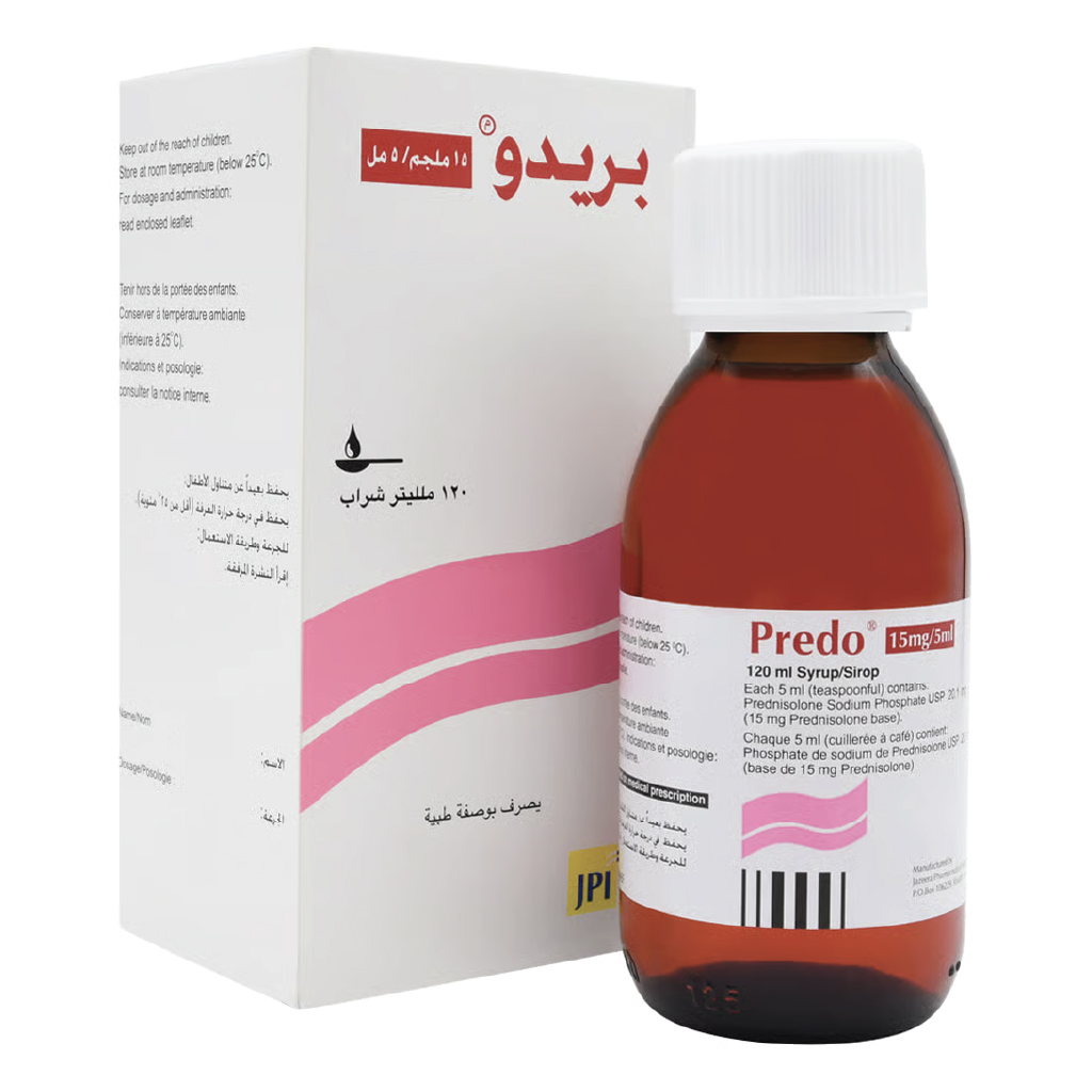 Predo, 15 mg/5 ml syrup, Oral corticosteroid syrup for inflammation relief, 120 ml