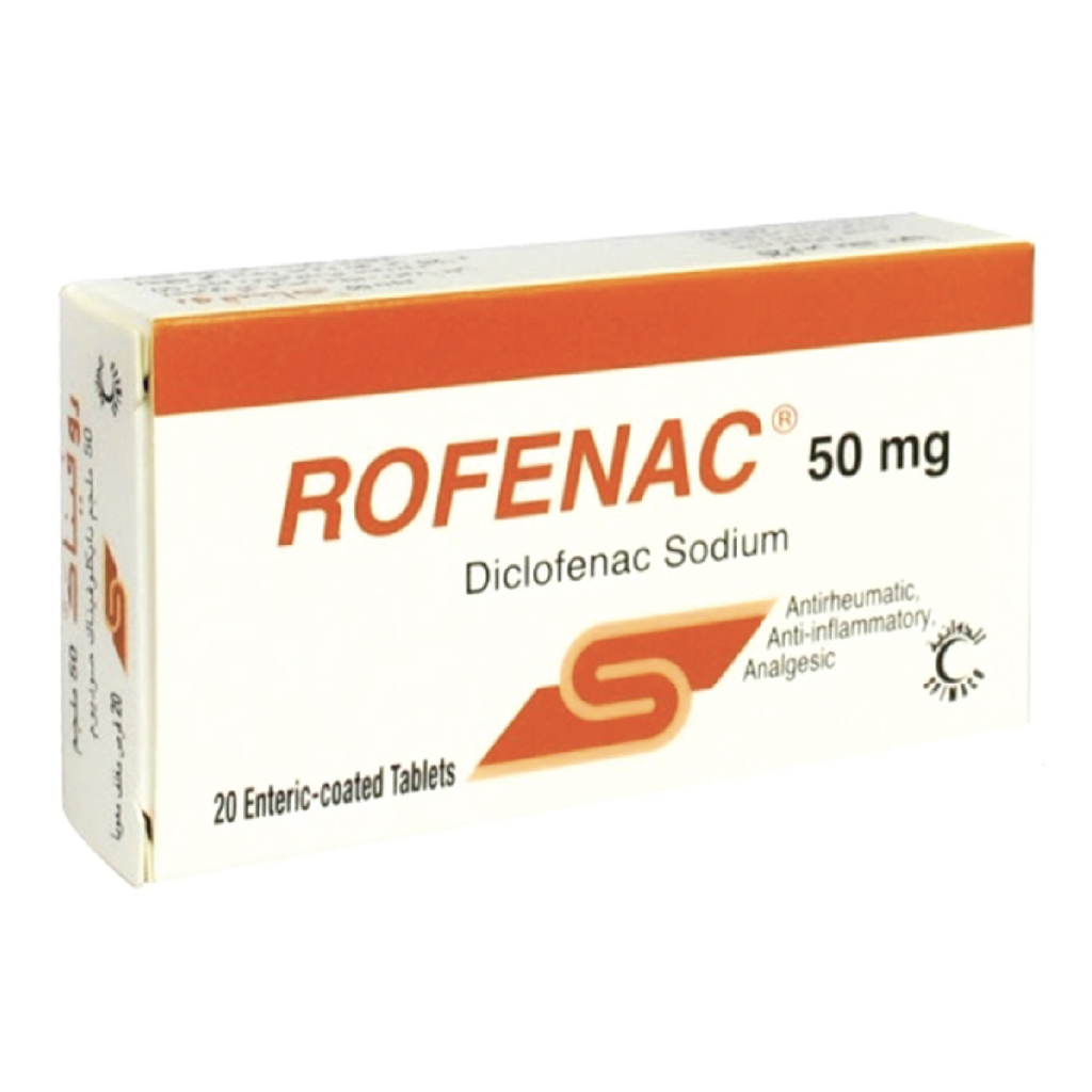Rofenac, Diclofenac Sodium 50mg Tablets, Anti-inflammatory pain relief tablets, 20 tablets