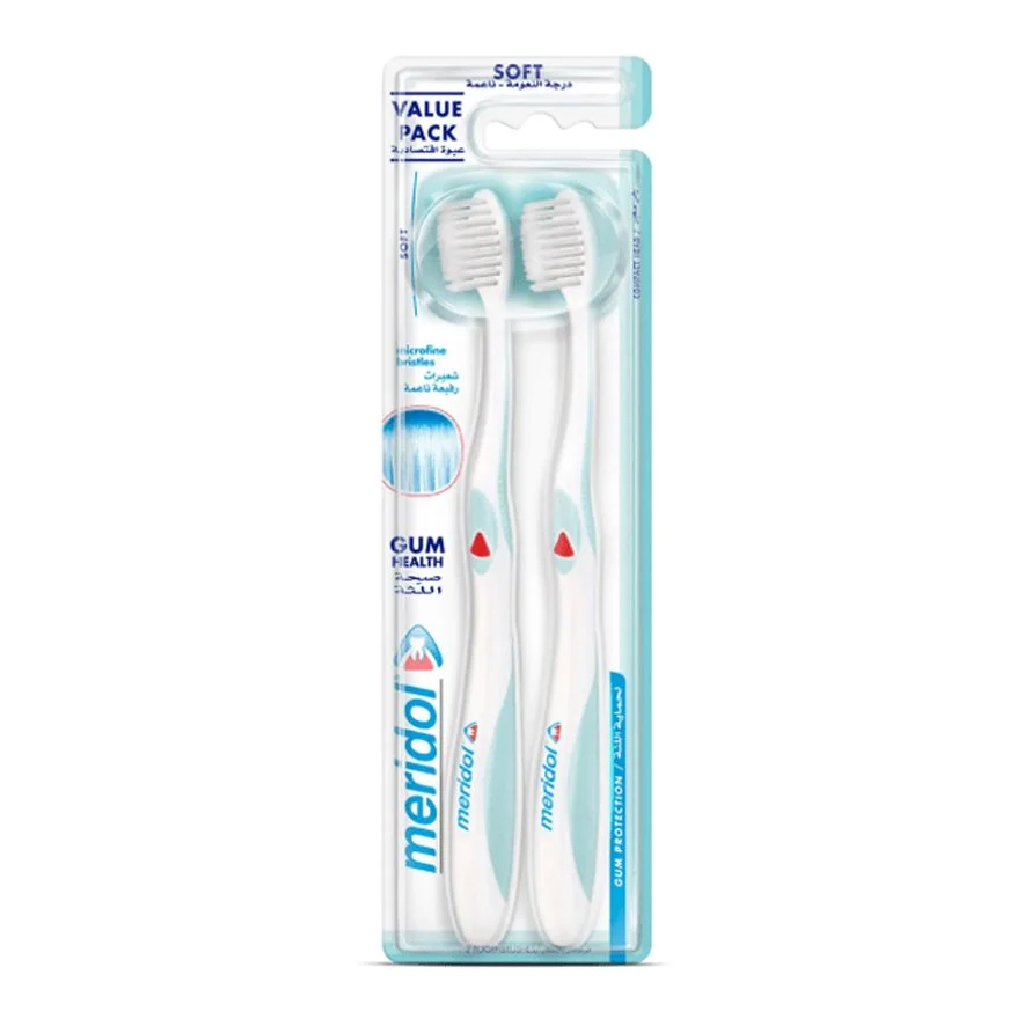 Meridol, Toothbrush Soft, Soft bristle toothbrush for gentle cleaning, 2 pack