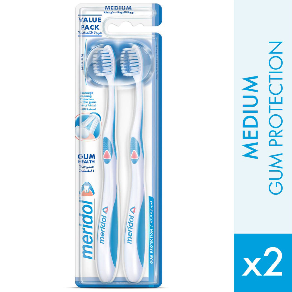 Meridol, Toothbrush Medium, Medium bristle toothbrush for daily oral care, 2 toothbrushes