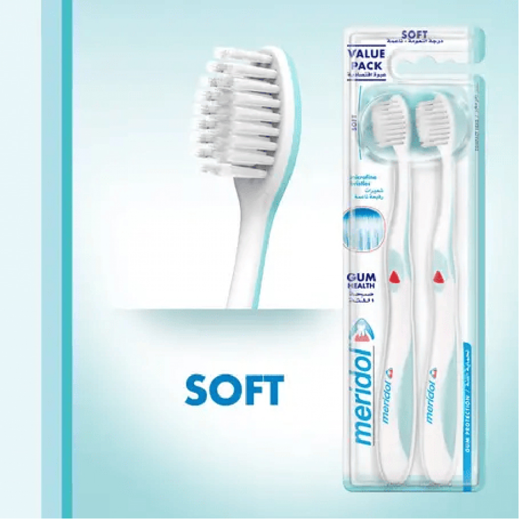 Meridol, Toothbrush Medium, Medium bristle toothbrush for daily oral care, 2 toothbrushes